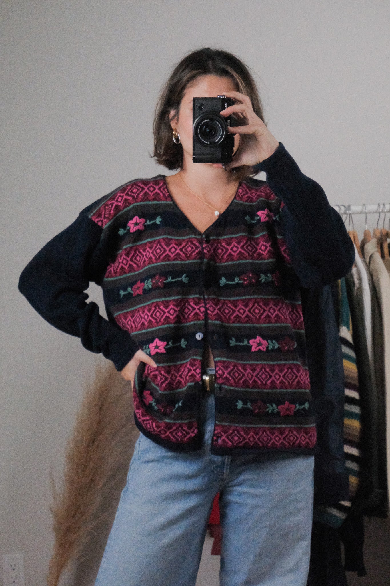 Vintage x Cotton Embroidered Cardigan (M)