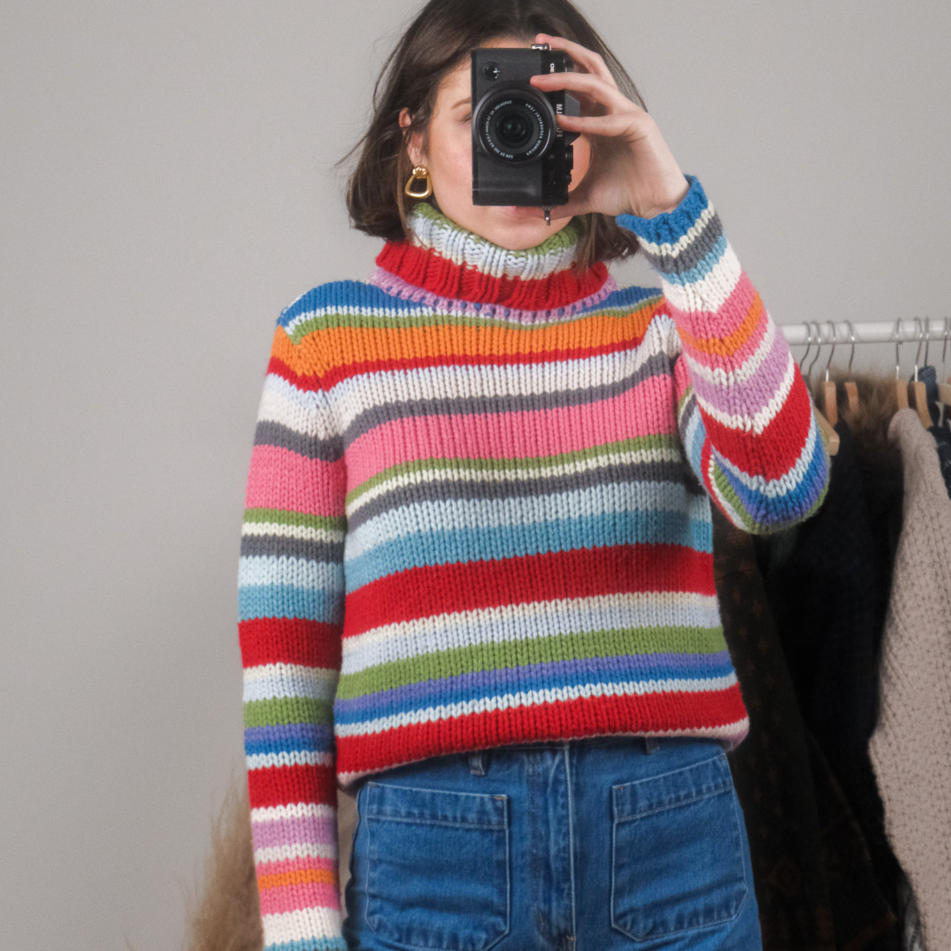 Vintage x Gap 2000 x Wool Blend Striped Chunky Turtleneck (S)