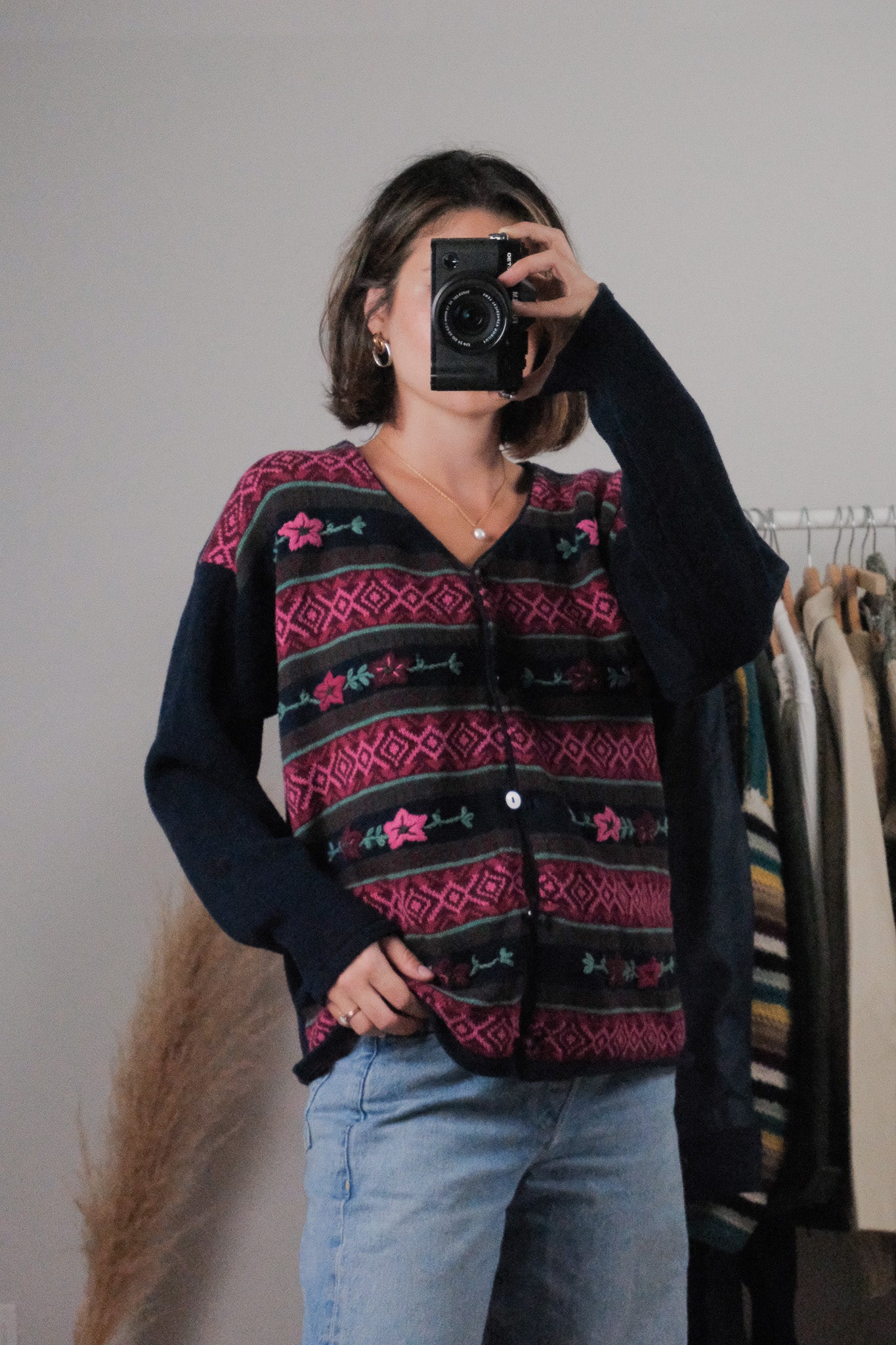 Vintage x Cotton Embroidered Cardigan (M)