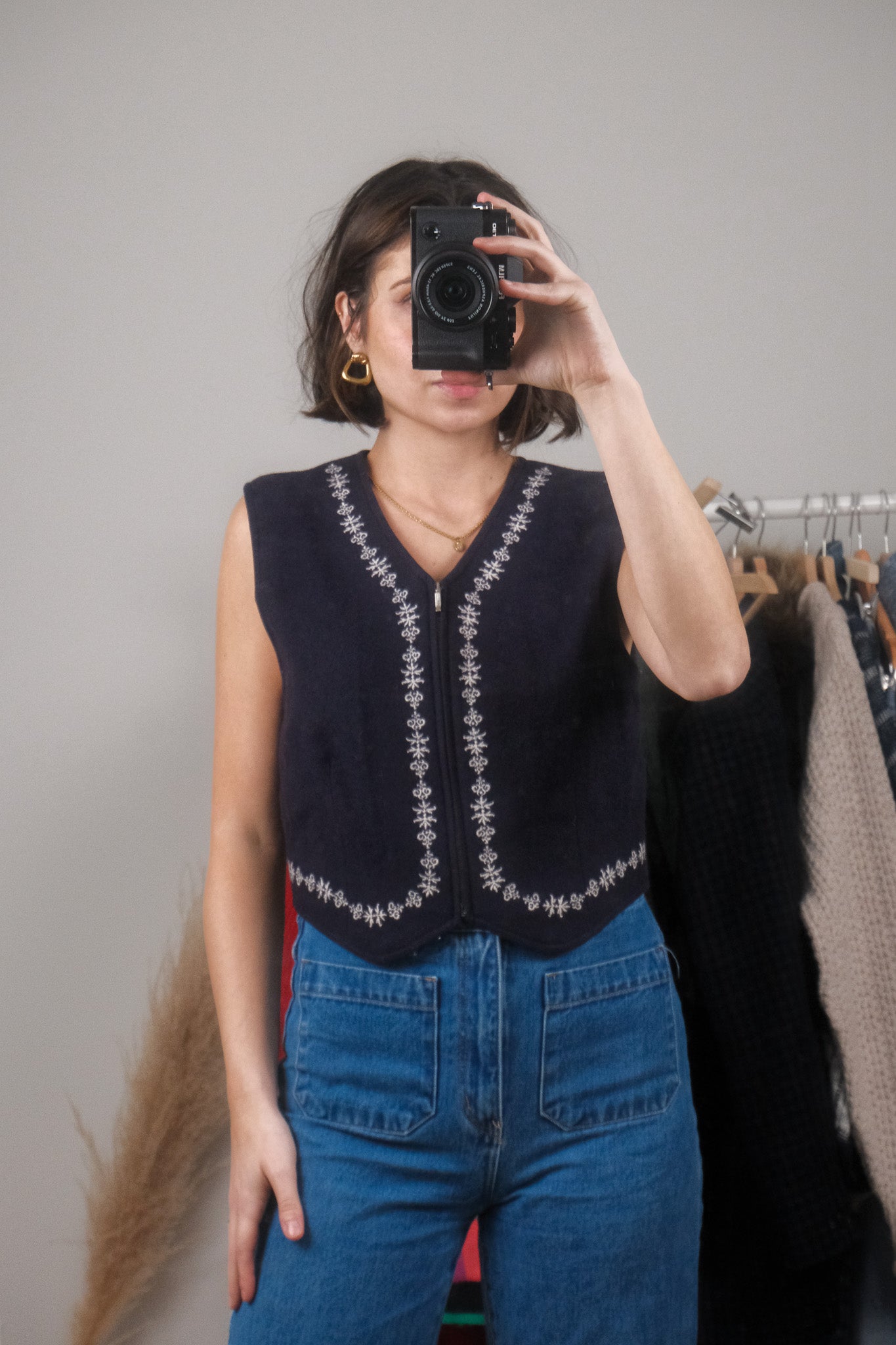 Vintage x Gap x Wool Blend Embroidered Vest (S/M)