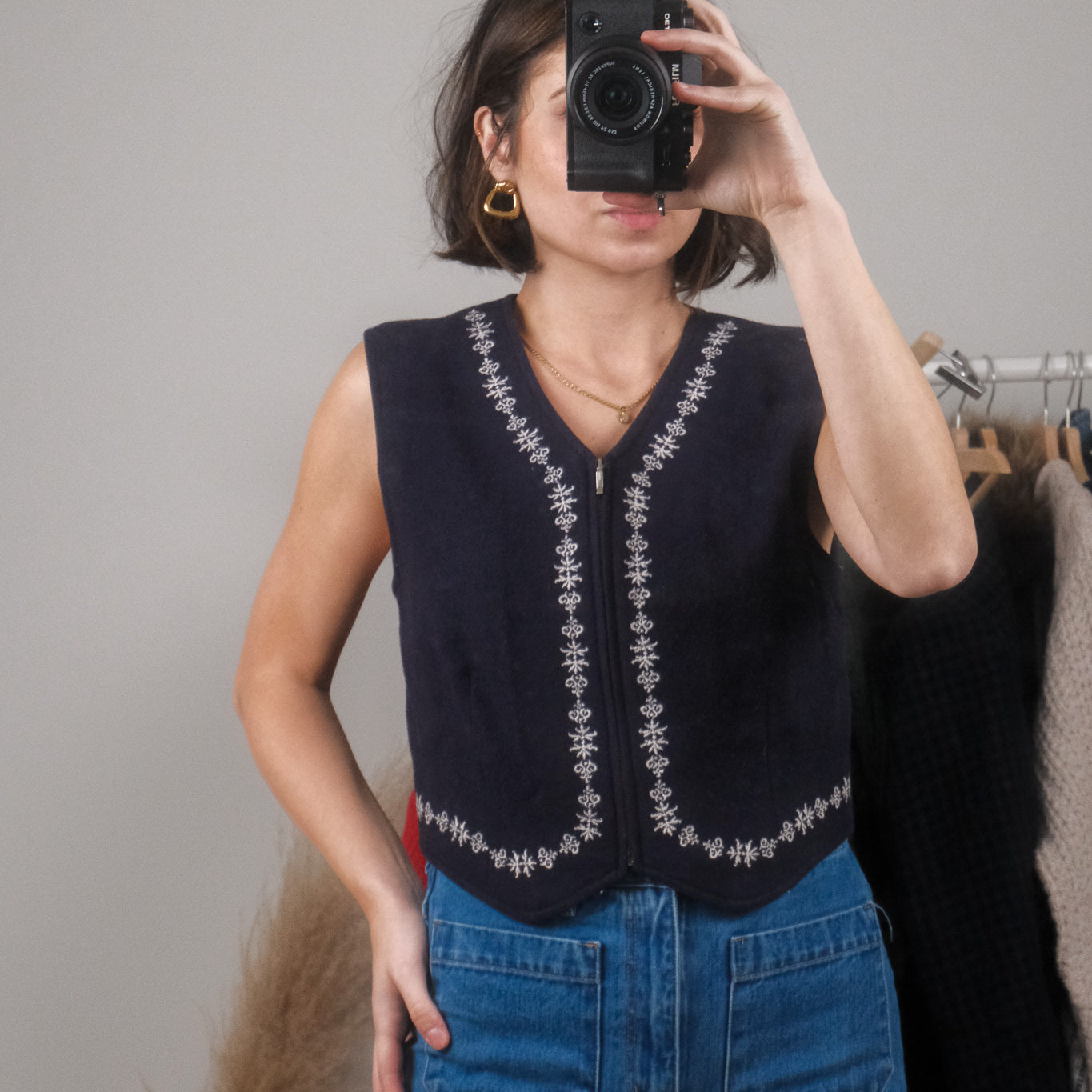 Vintage x Gap x Wool Blend Embroidered Vest (S/M)