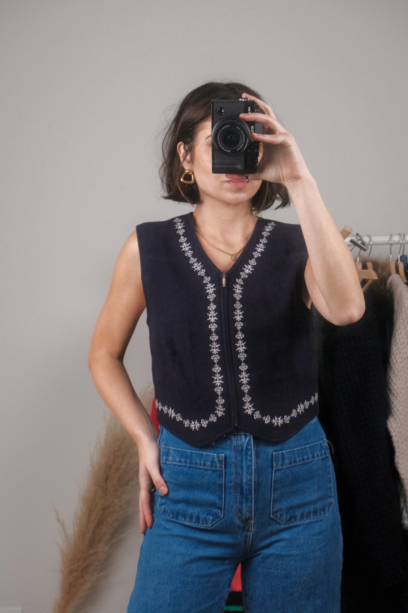 Vintage x Gap x Wool Blend Embroidered Vest (S/M)