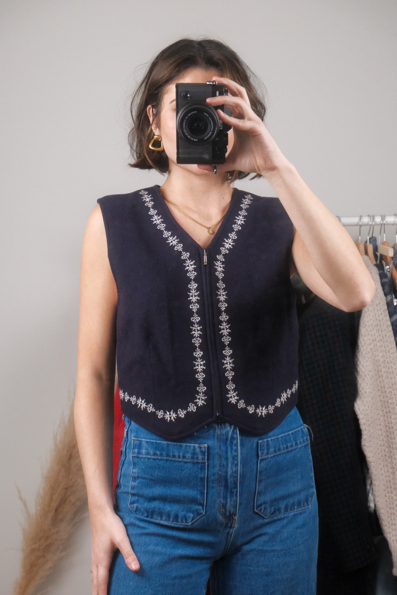 Vintage x Gap x Wool Blend Embroidered Vest (S/M)