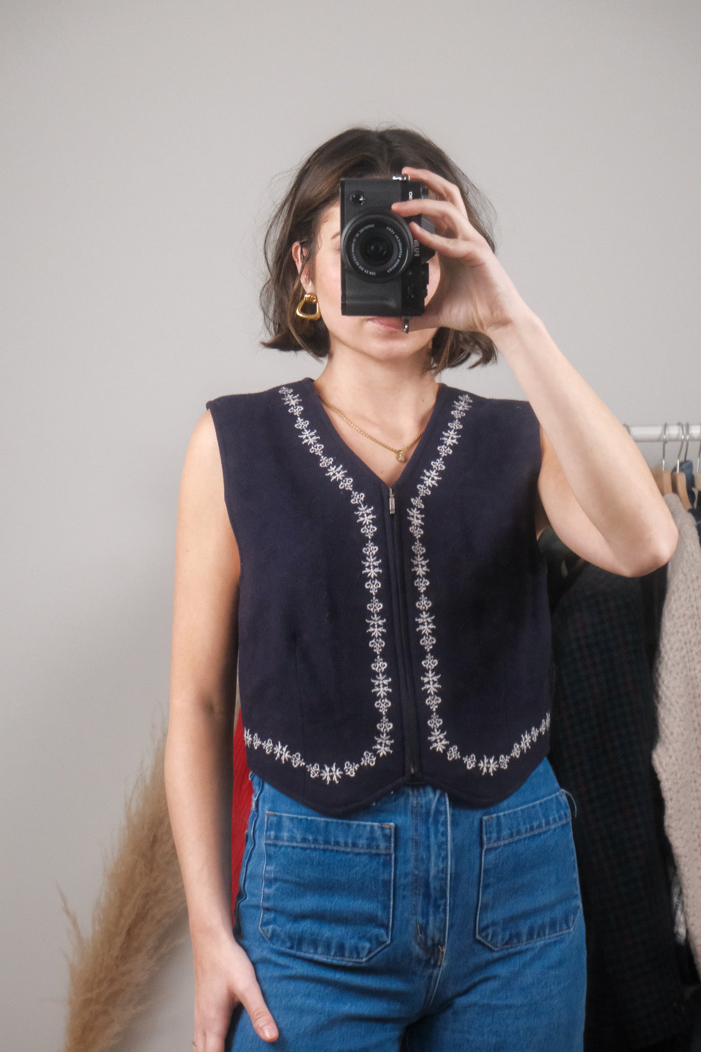 Vintage x Gap x Wool Blend Embroidered Vest (S/M)