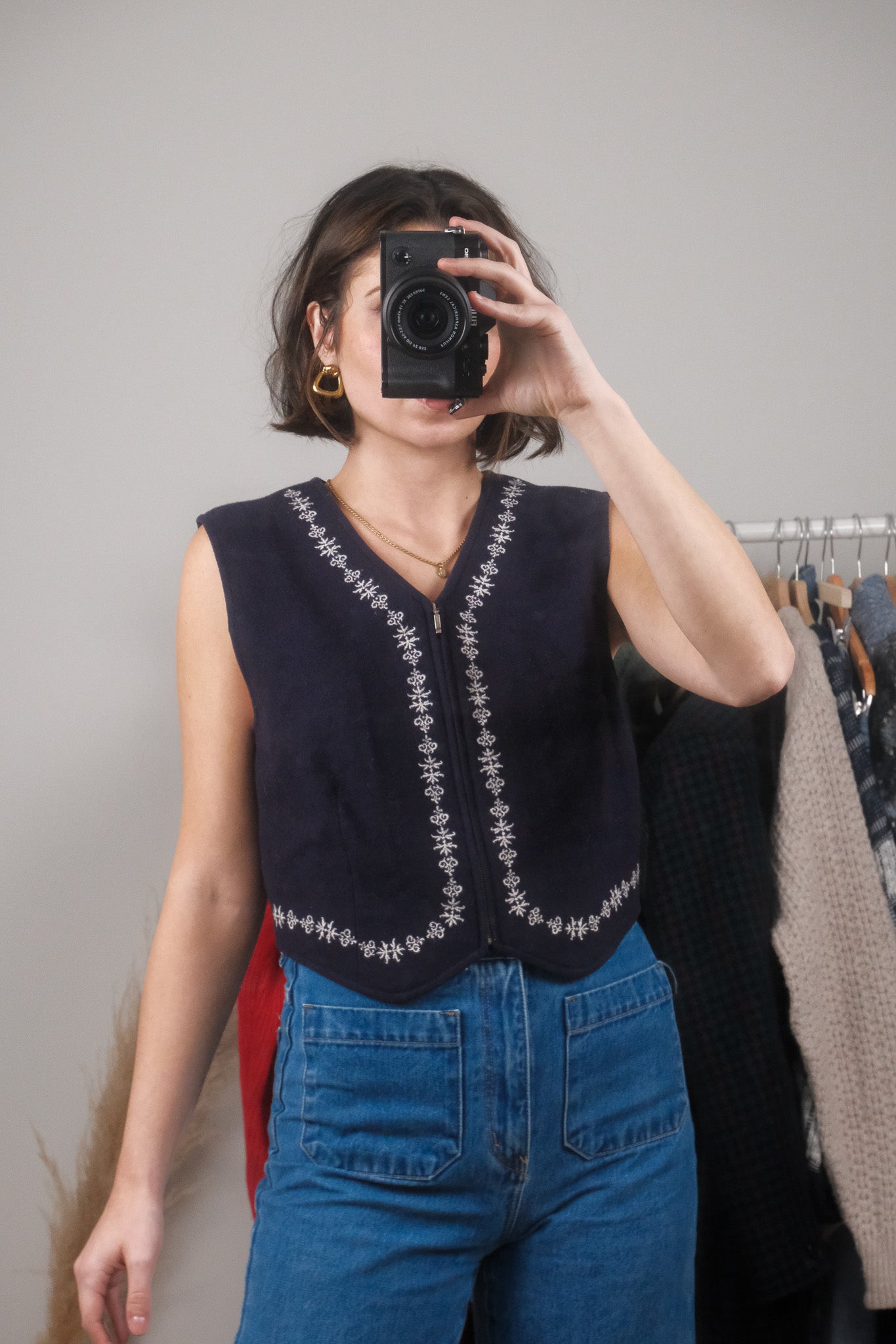 Vintage x Gap x Wool Blend Embroidered Vest (S/M)