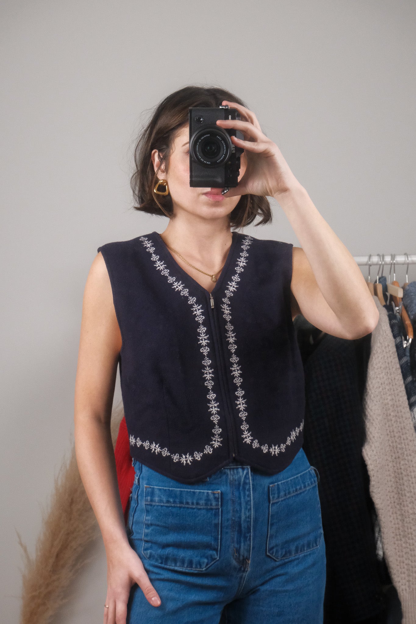 Vintage x Gap x Wool Blend Embroidered Vest (S/M)