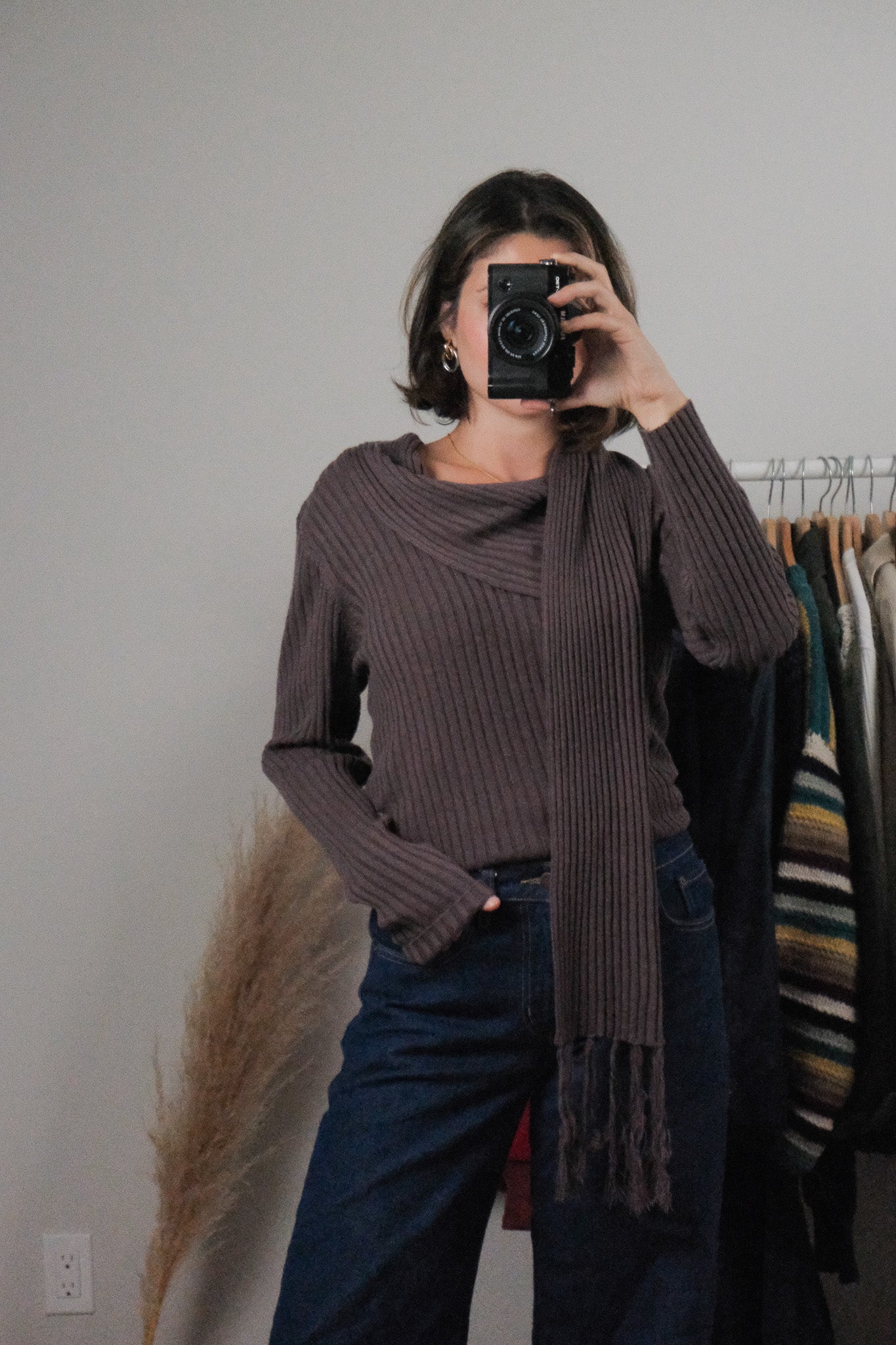 Vintage x Wool Blend Sweater With Attached Scarf (L)