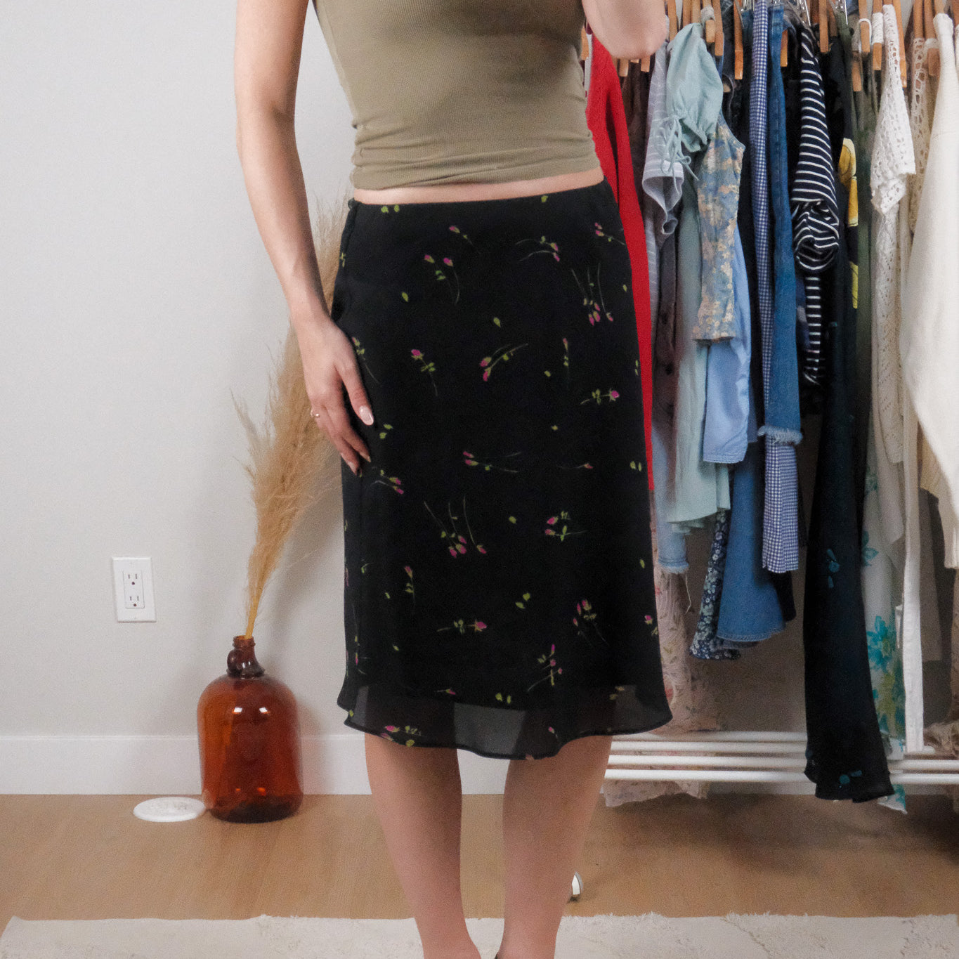 Made in Canada x Vintage x Flower Midi Skirt (6/8)