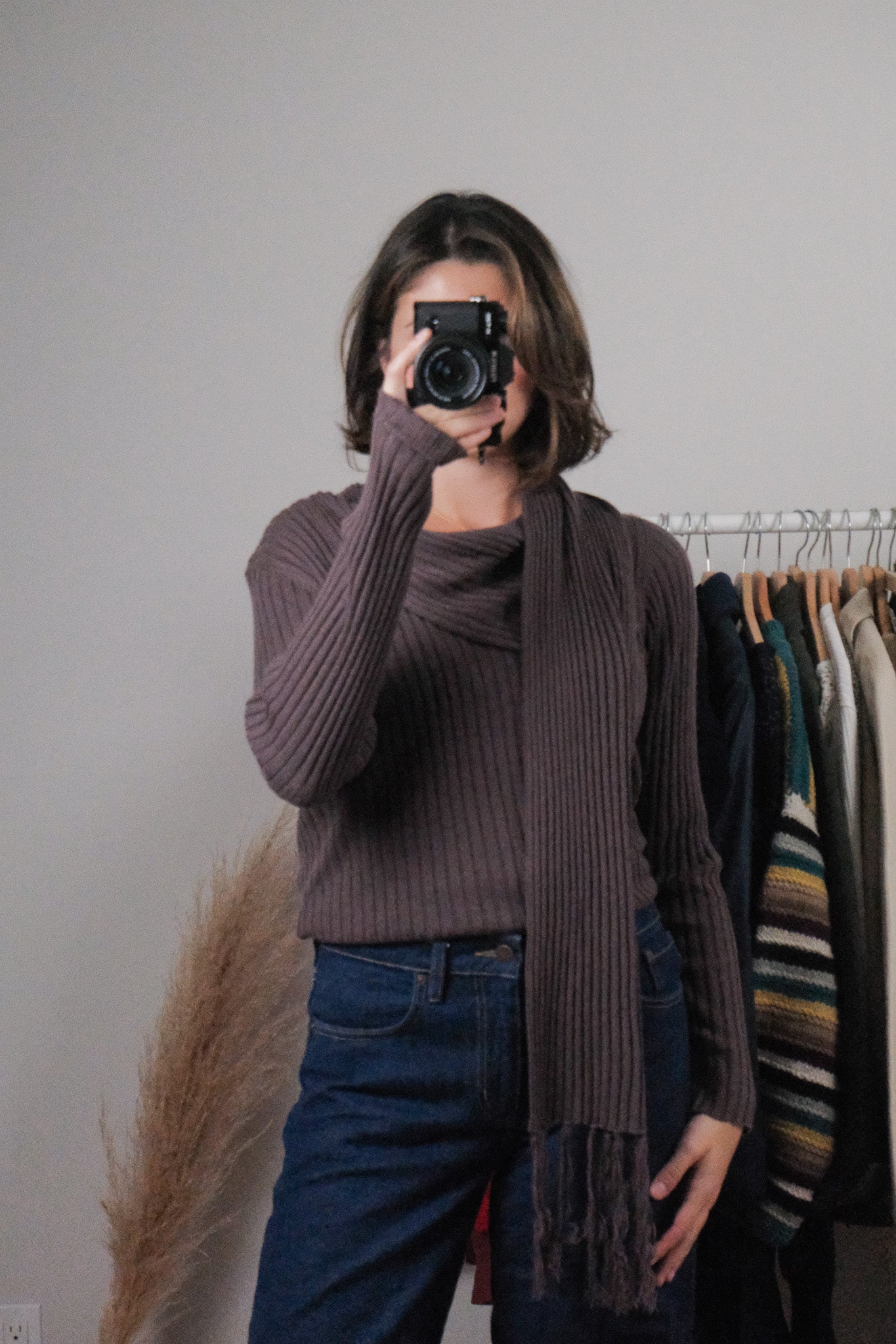 Vintage x Wool Blend Sweater With Attached Scarf (L)