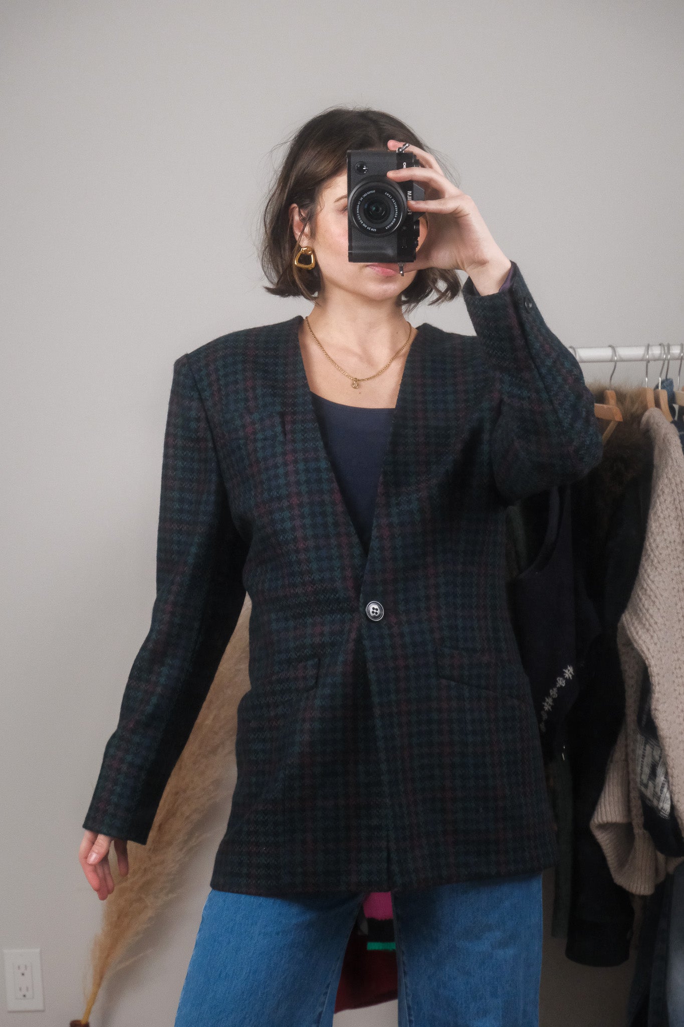 Made in Canada x Vintage x Wool Houndstooth Structured Blazer (6/8)