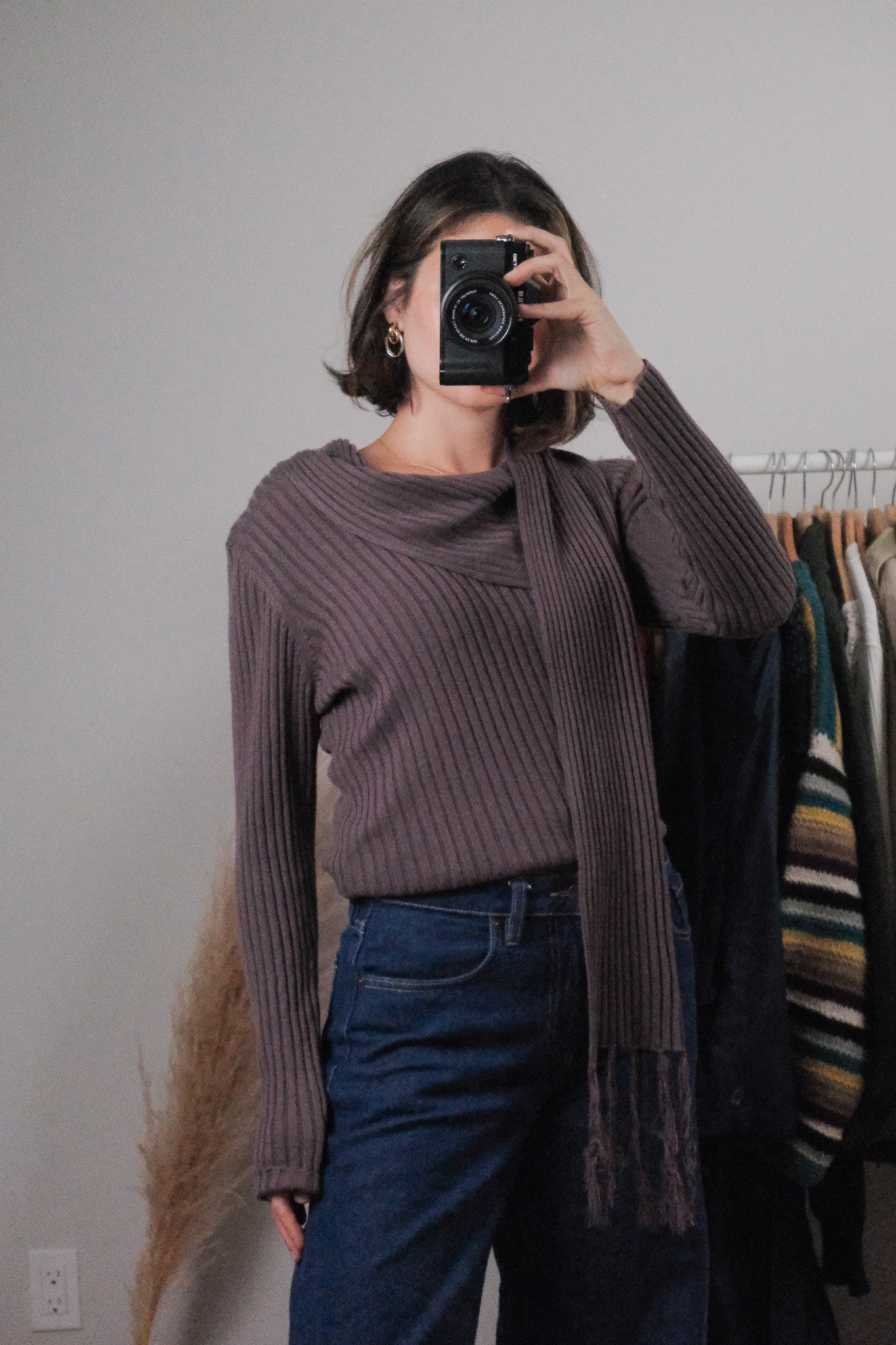 Vintage x Wool Blend Sweater With Attached Scarf (L)