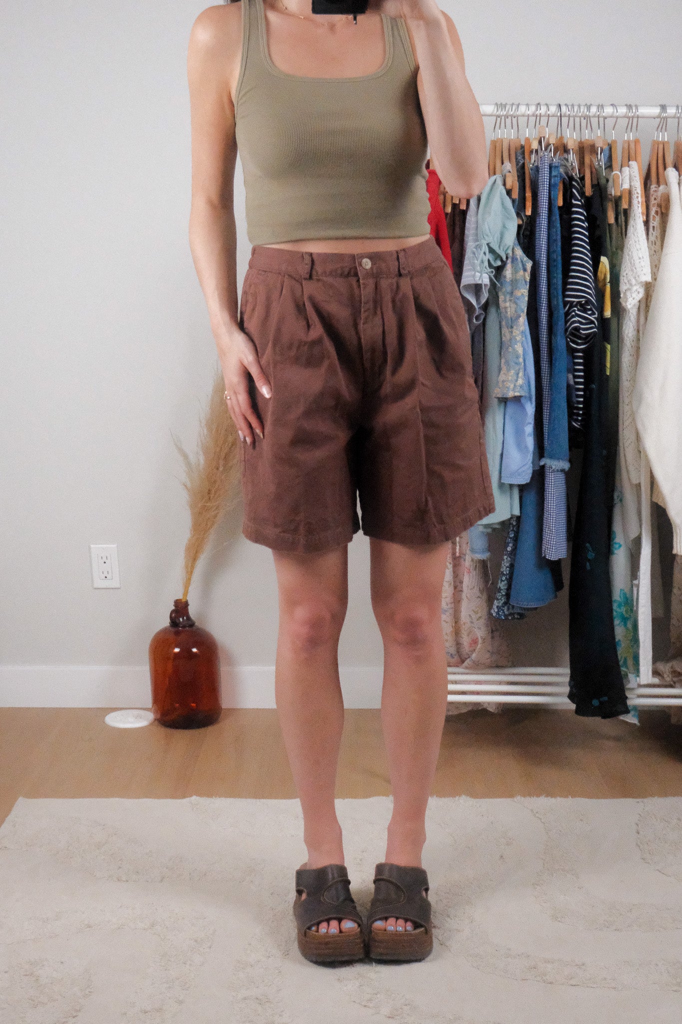 Vintage x Cotton Pleated Bermuda Shorts (4/6)