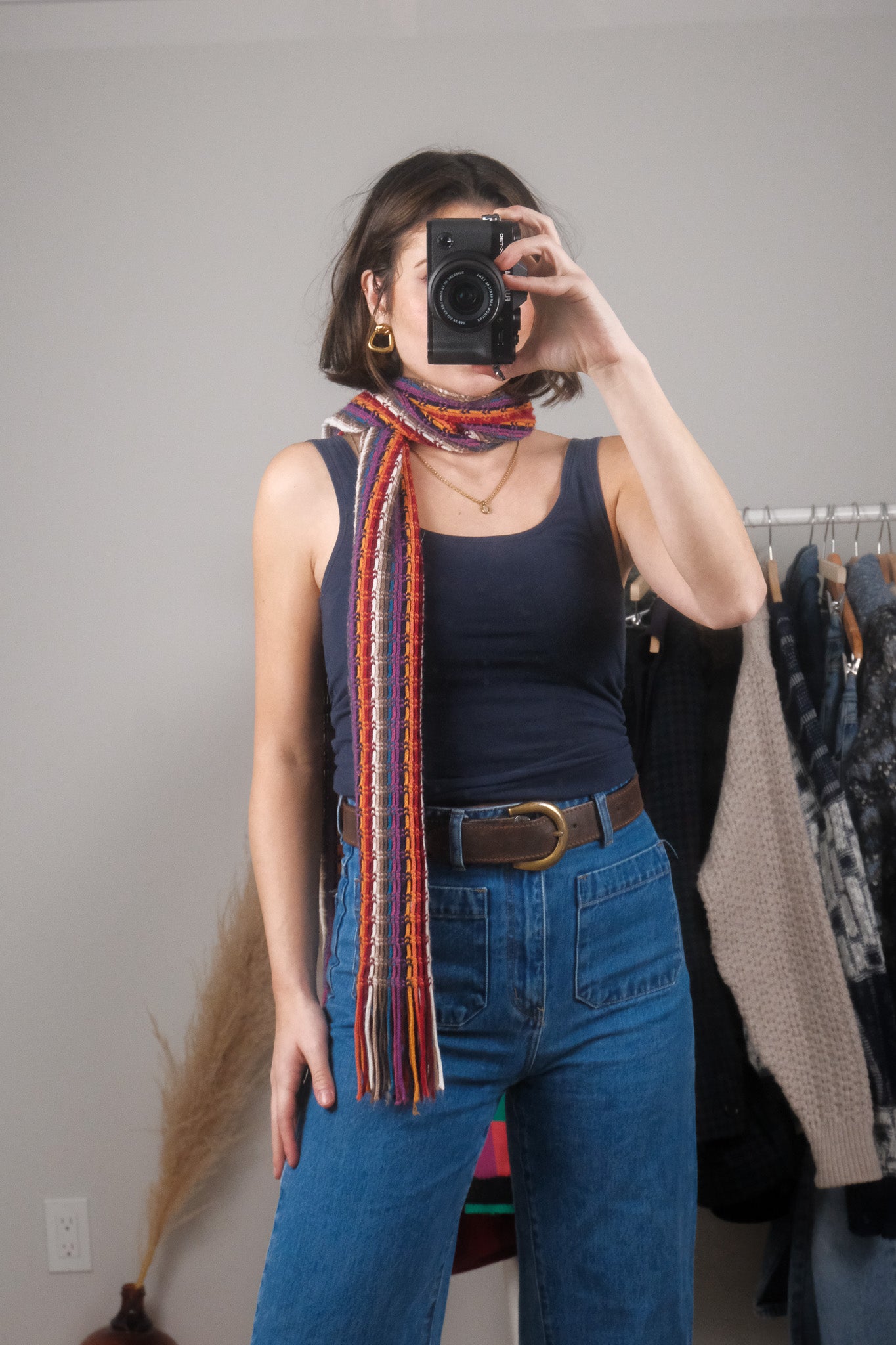 Vintage x Multicolour Striped Skinny Scarf