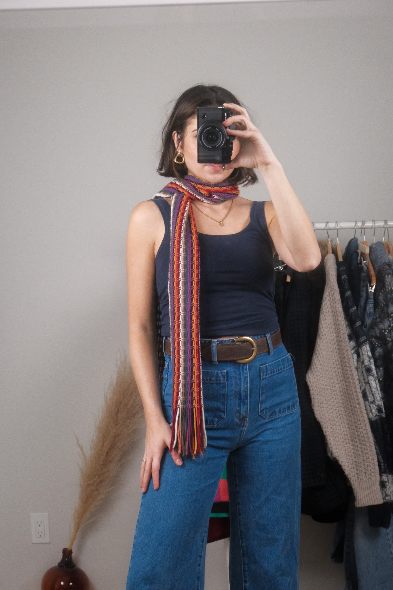 Vintage x Multicolour Striped Skinny Scarf