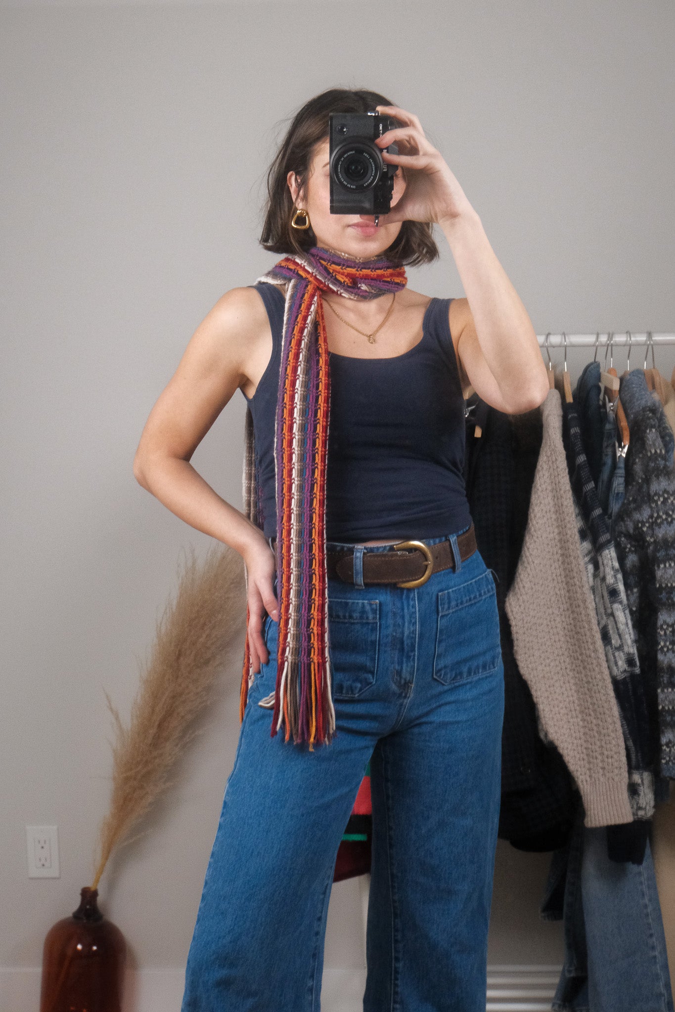 Vintage x Multicolour Striped Skinny Scarf