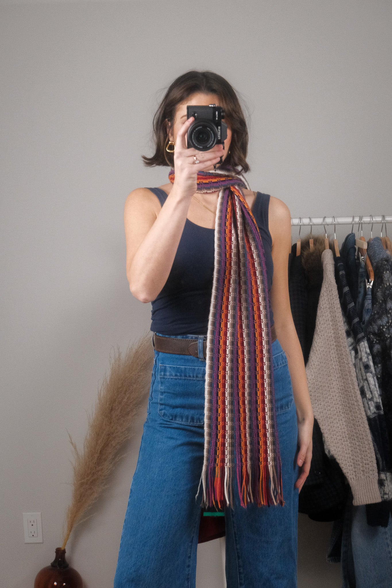 Vintage x Multicolour Striped Skinny Scarf