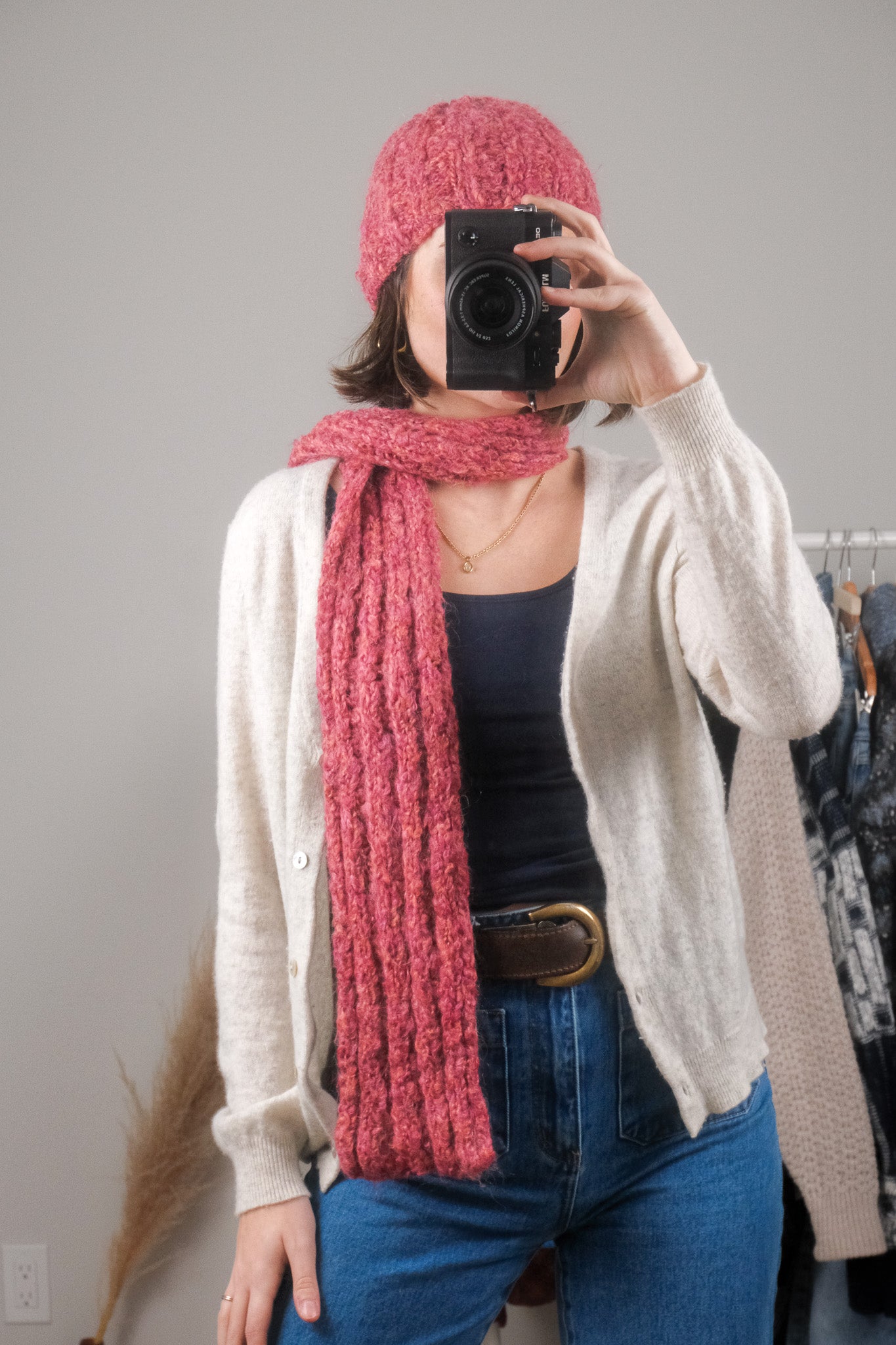 Vintage x Wool Blend Multicolour Skinny Scarf + Beanie