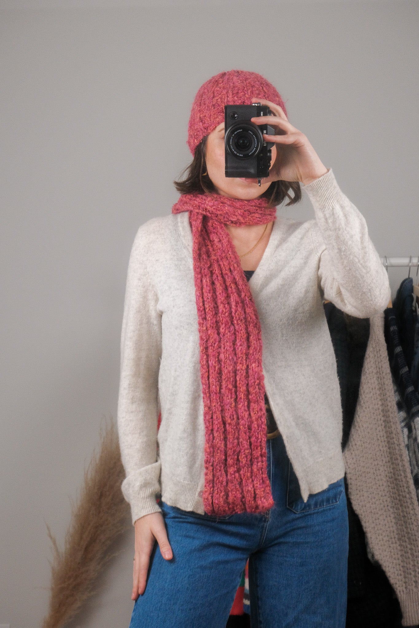 Vintage x Wool Blend Multicolour Skinny Scarf + Beanie