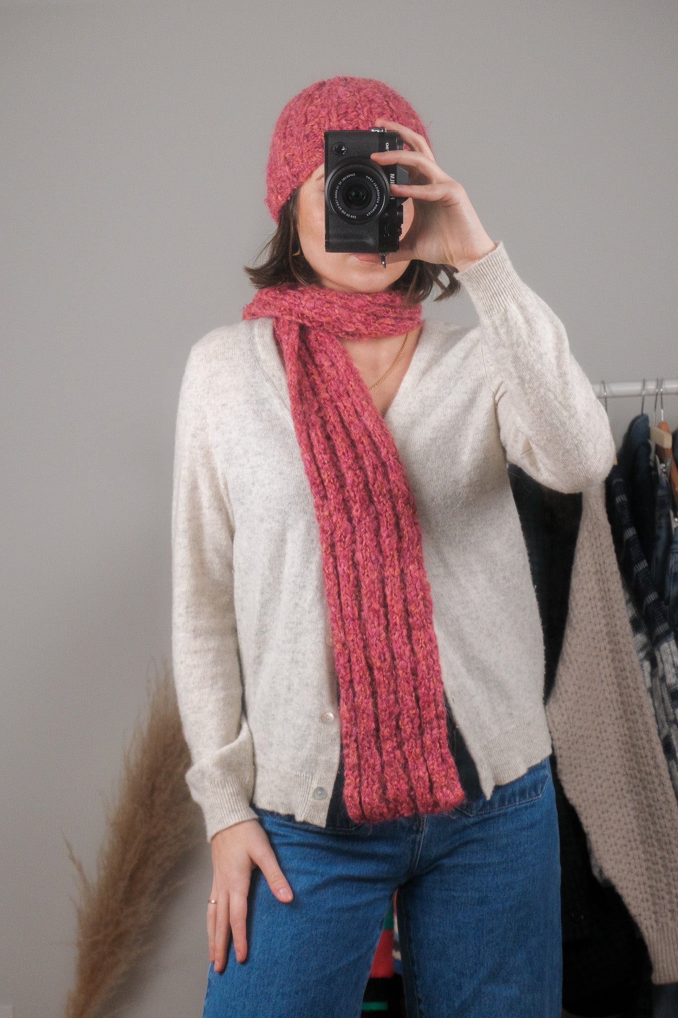 Vintage x Wool Blend Multicolour Skinny Scarf + Beanie