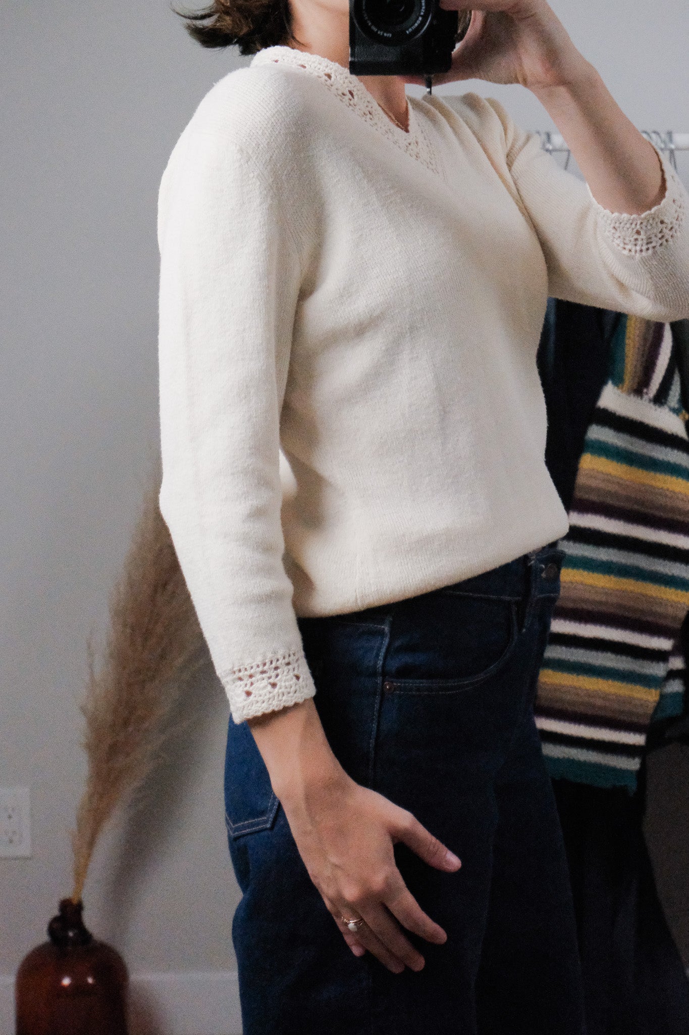 Vintage x Crochet Trim Knit (S)