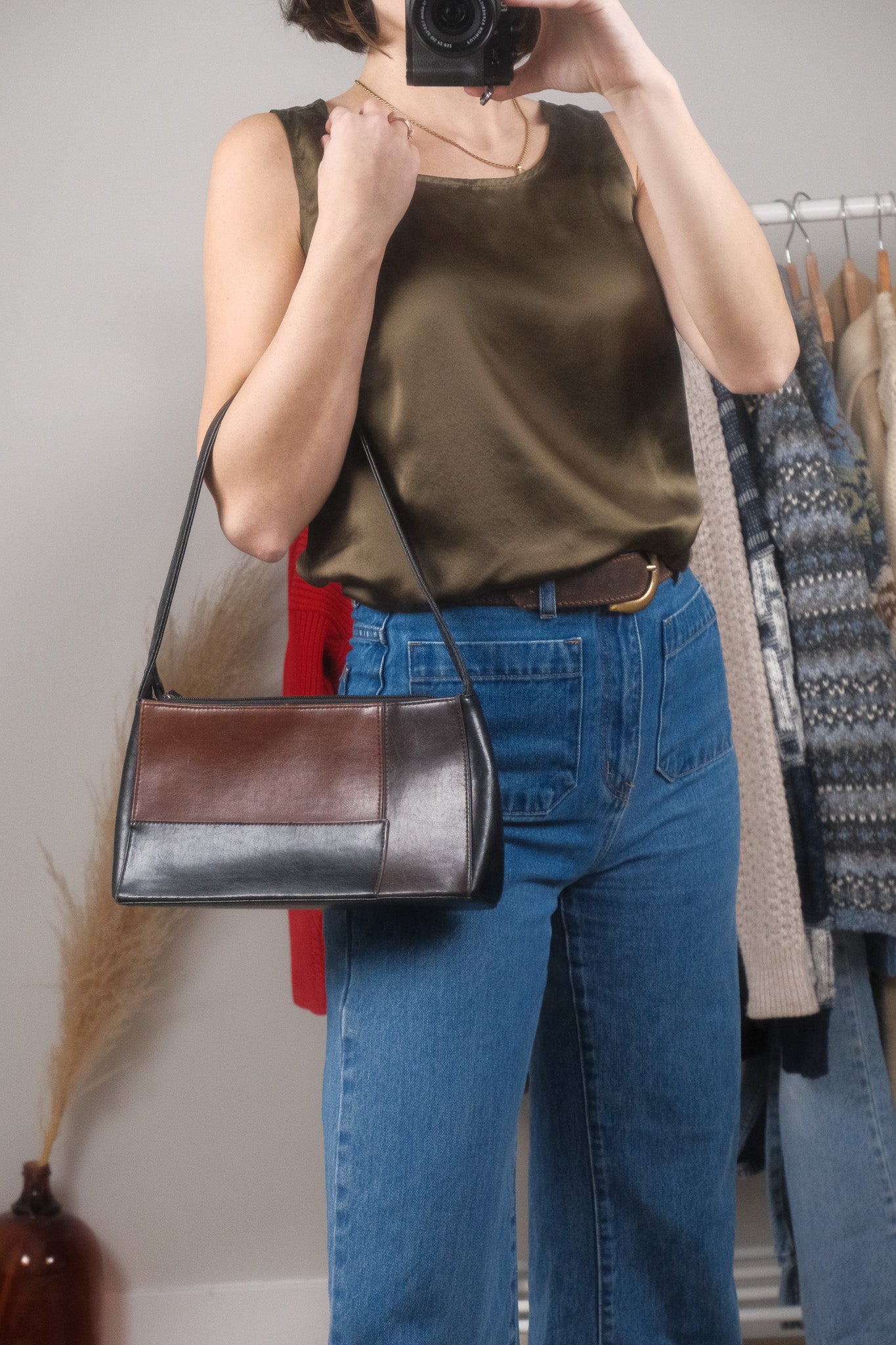 Vintage x Faux Leather Patchwork Purse