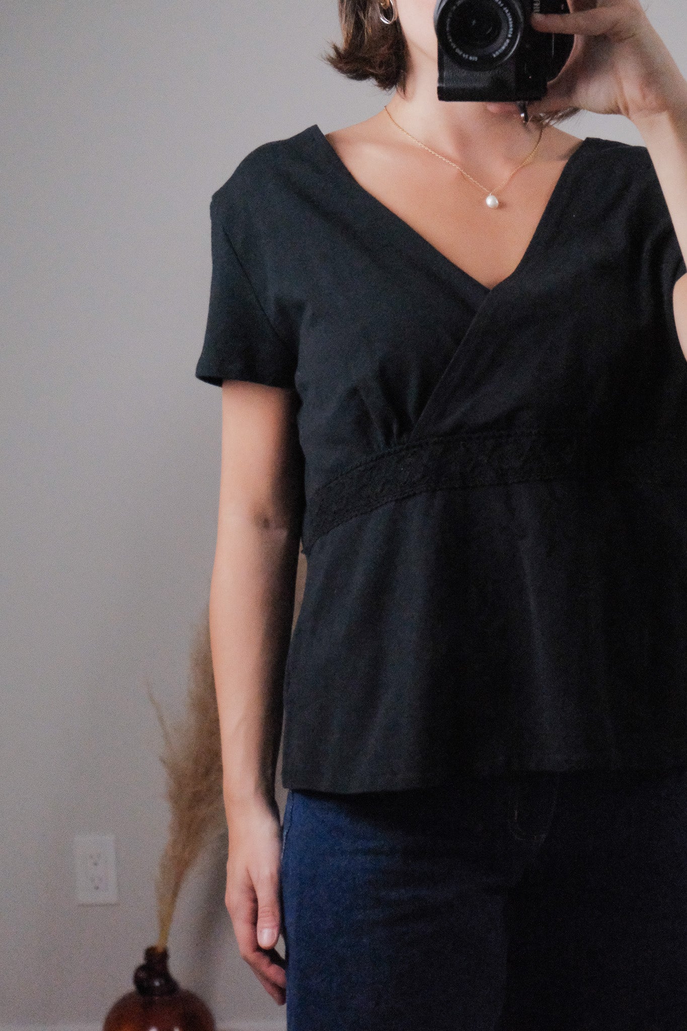 Vintage x Cross Over Lace Detail Top (XL)
