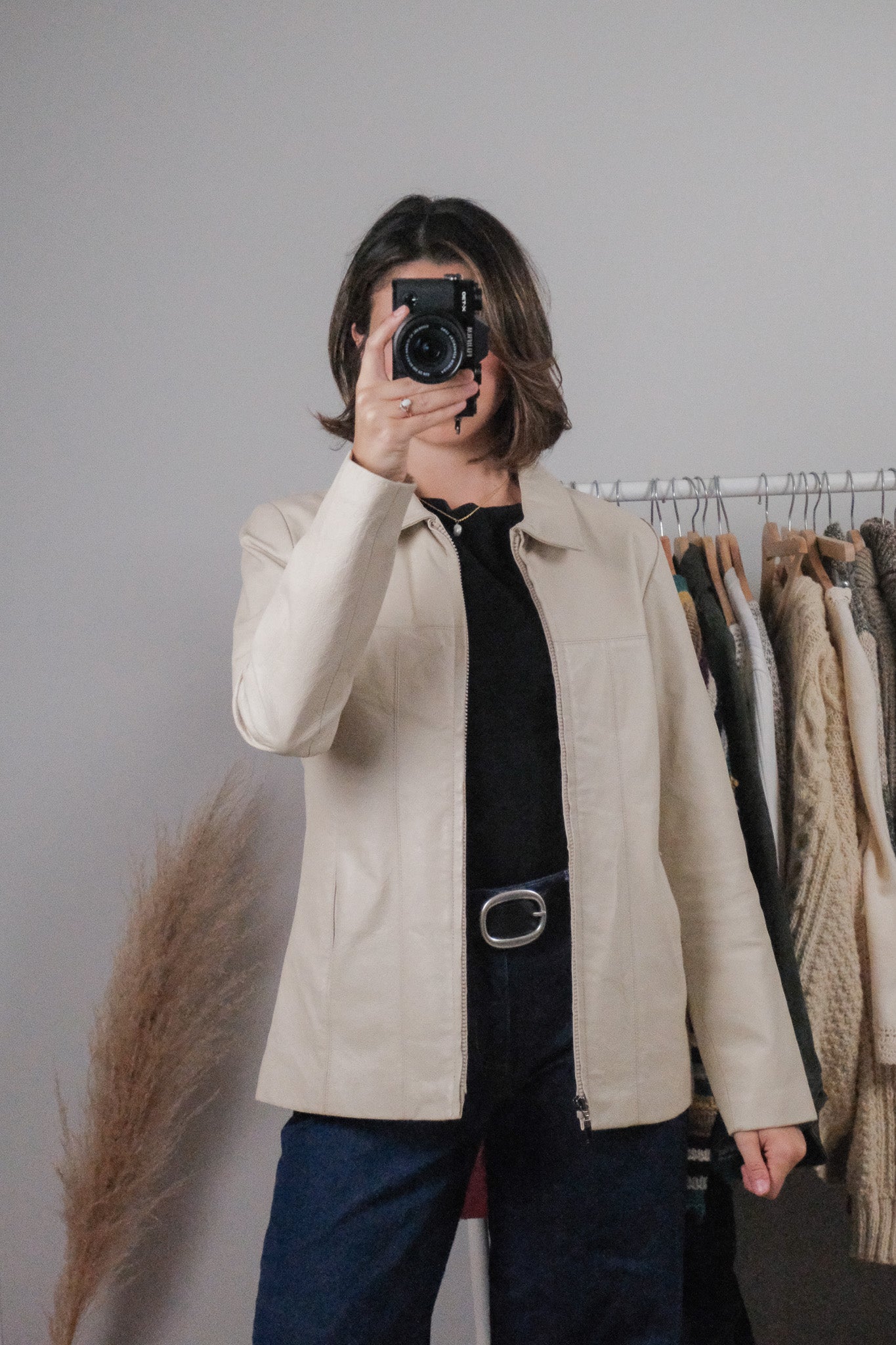 Vintage x Collared Leather Jacket (S)