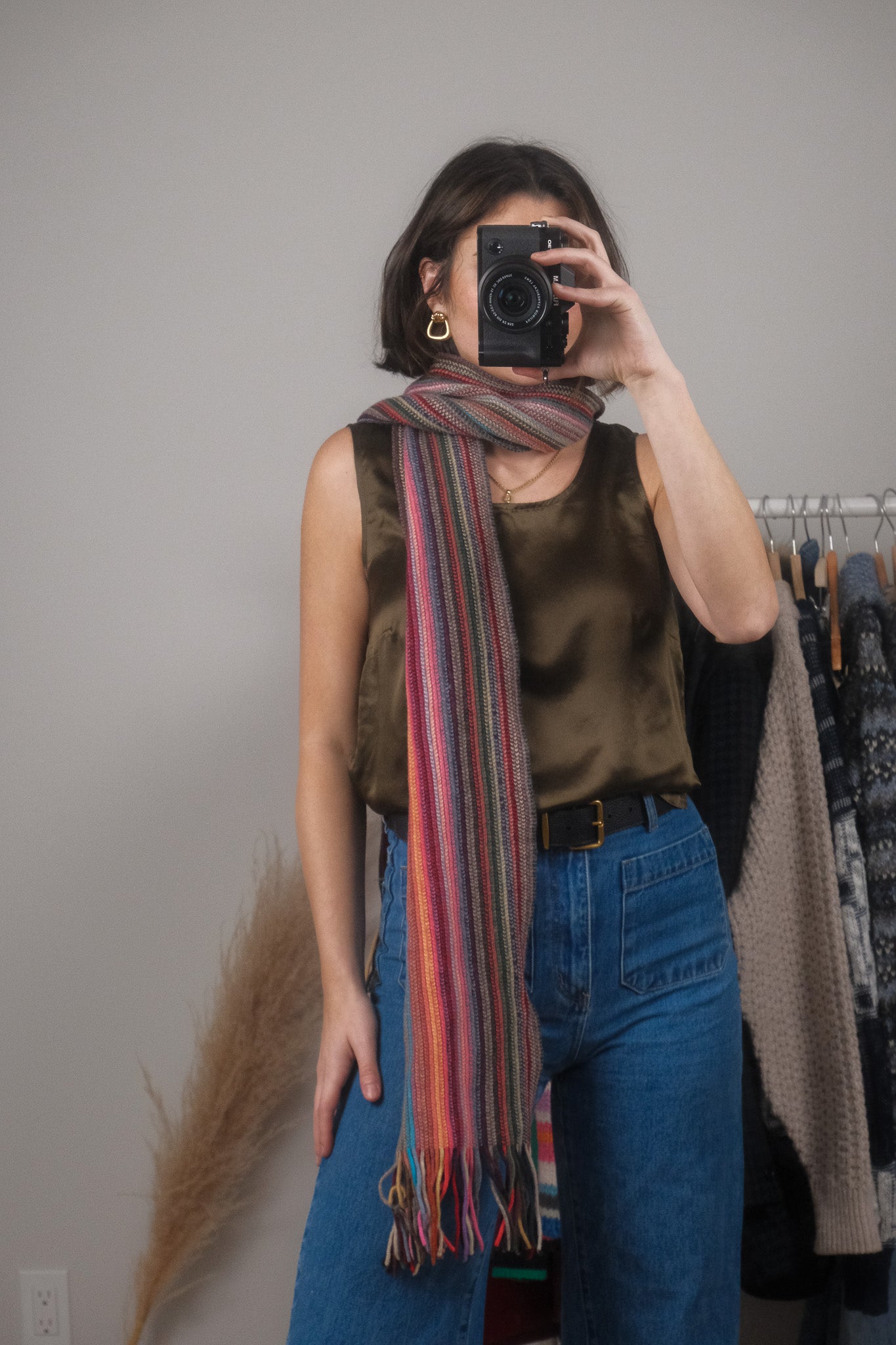 Vintage x Multicolour Striped Skinny Scarf