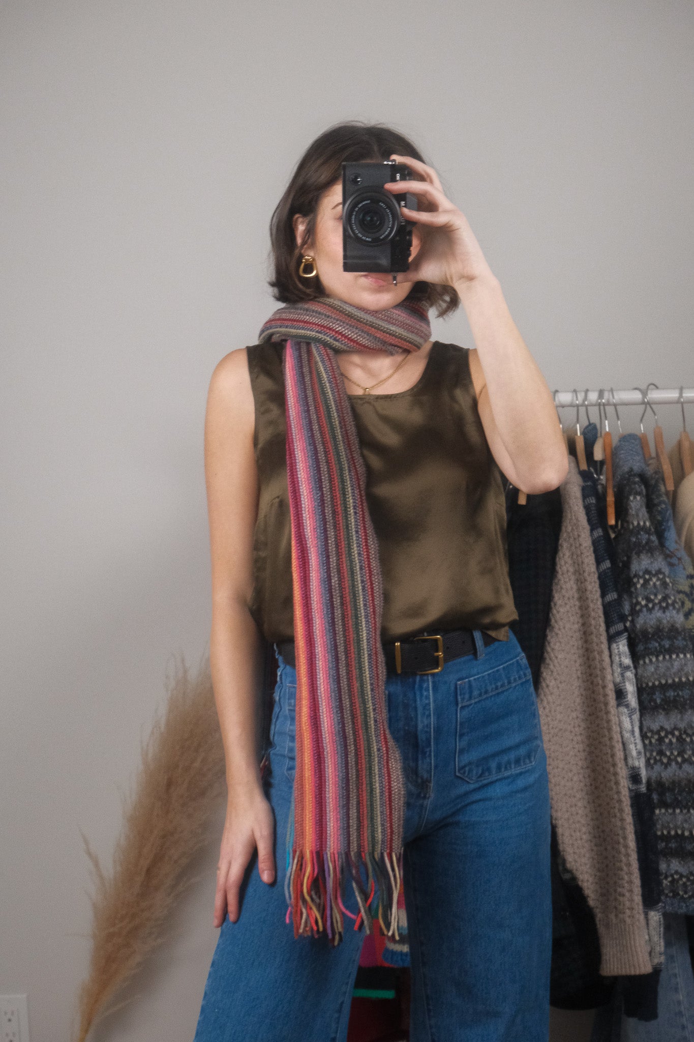 Vintage x Multicolour Striped Skinny Scarf