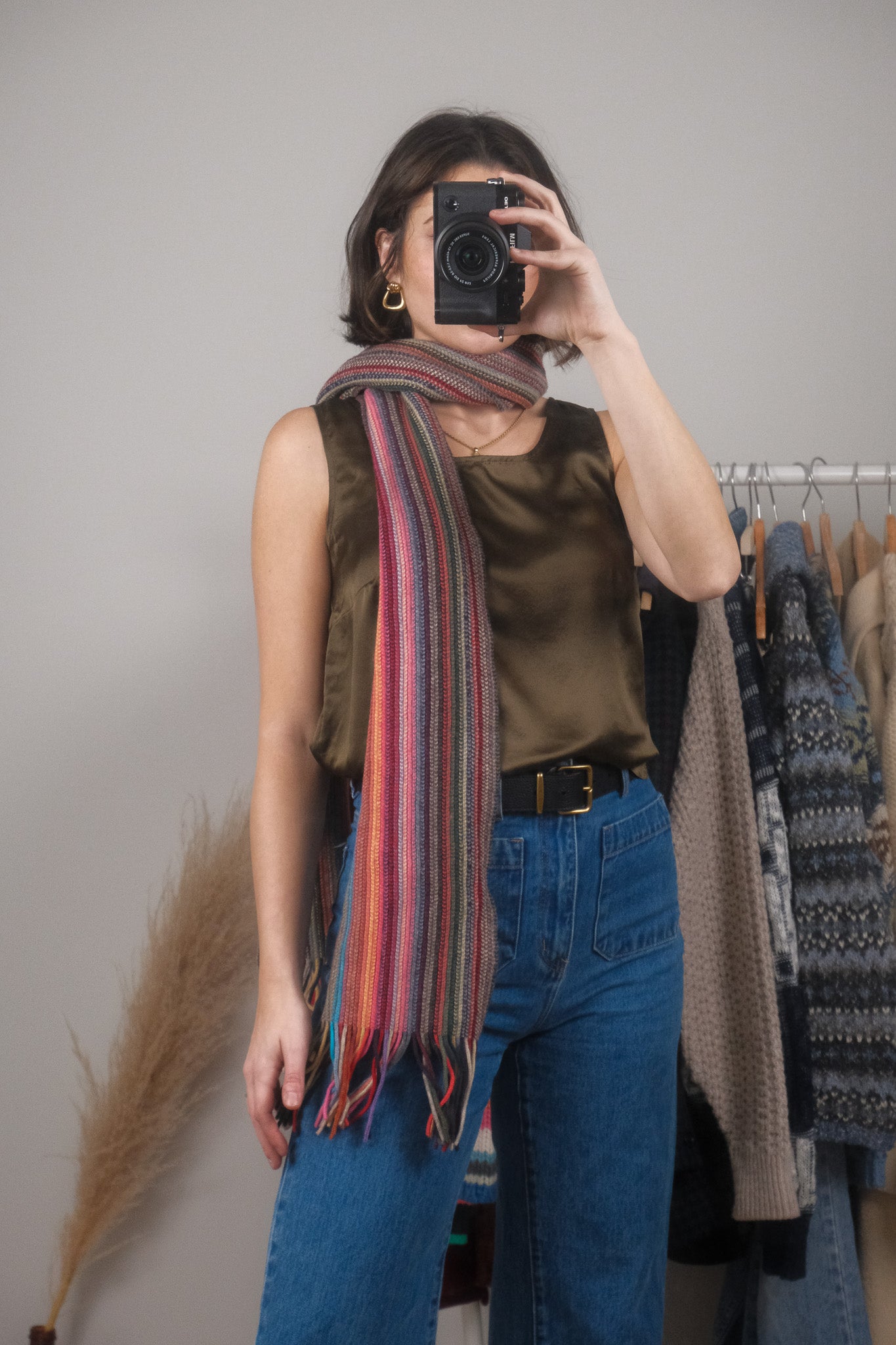 Vintage x Multicolour Striped Skinny Scarf