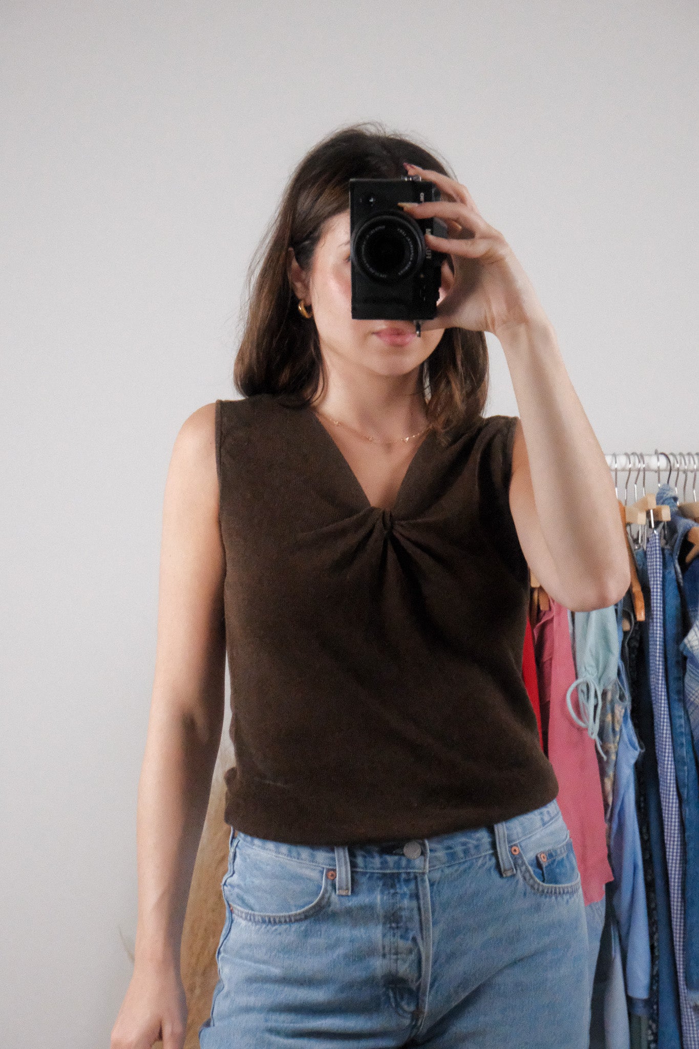 Linen Blend x Twist Knit Tank Top (S)