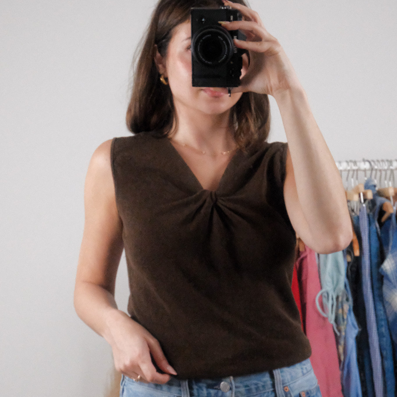 Linen Blend x Twist Knit Tank Top (S)