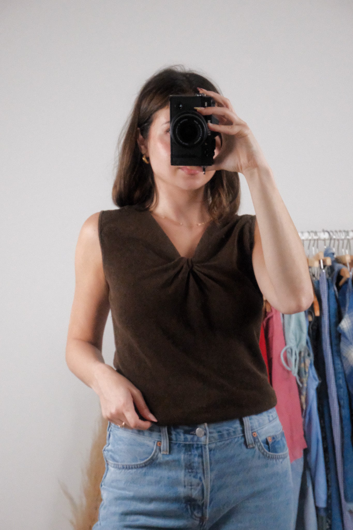 Linen Blend x Twist Knit Tank Top (S)