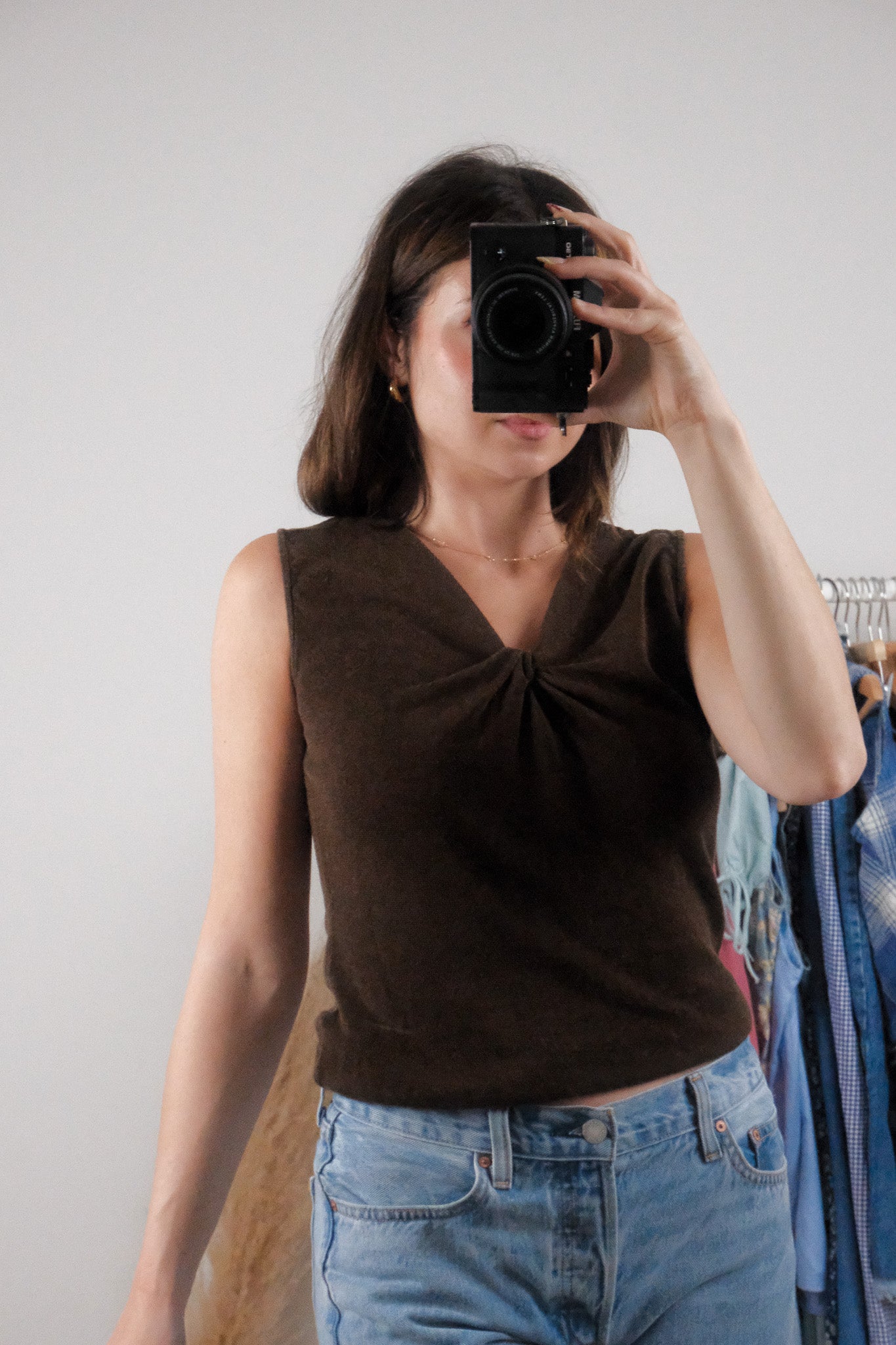 Linen Blend x Twist Knit Tank Top (S)