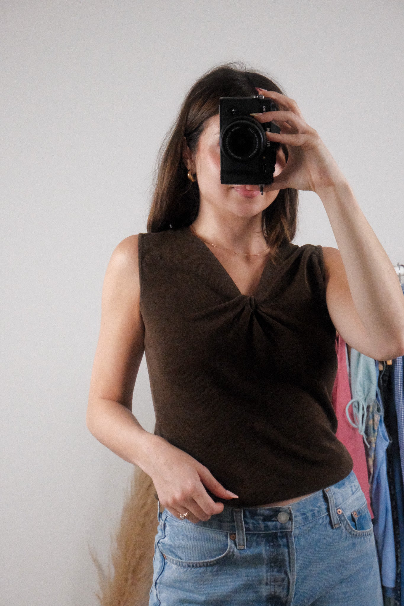 Linen Blend x Twist Knit Tank Top (S)