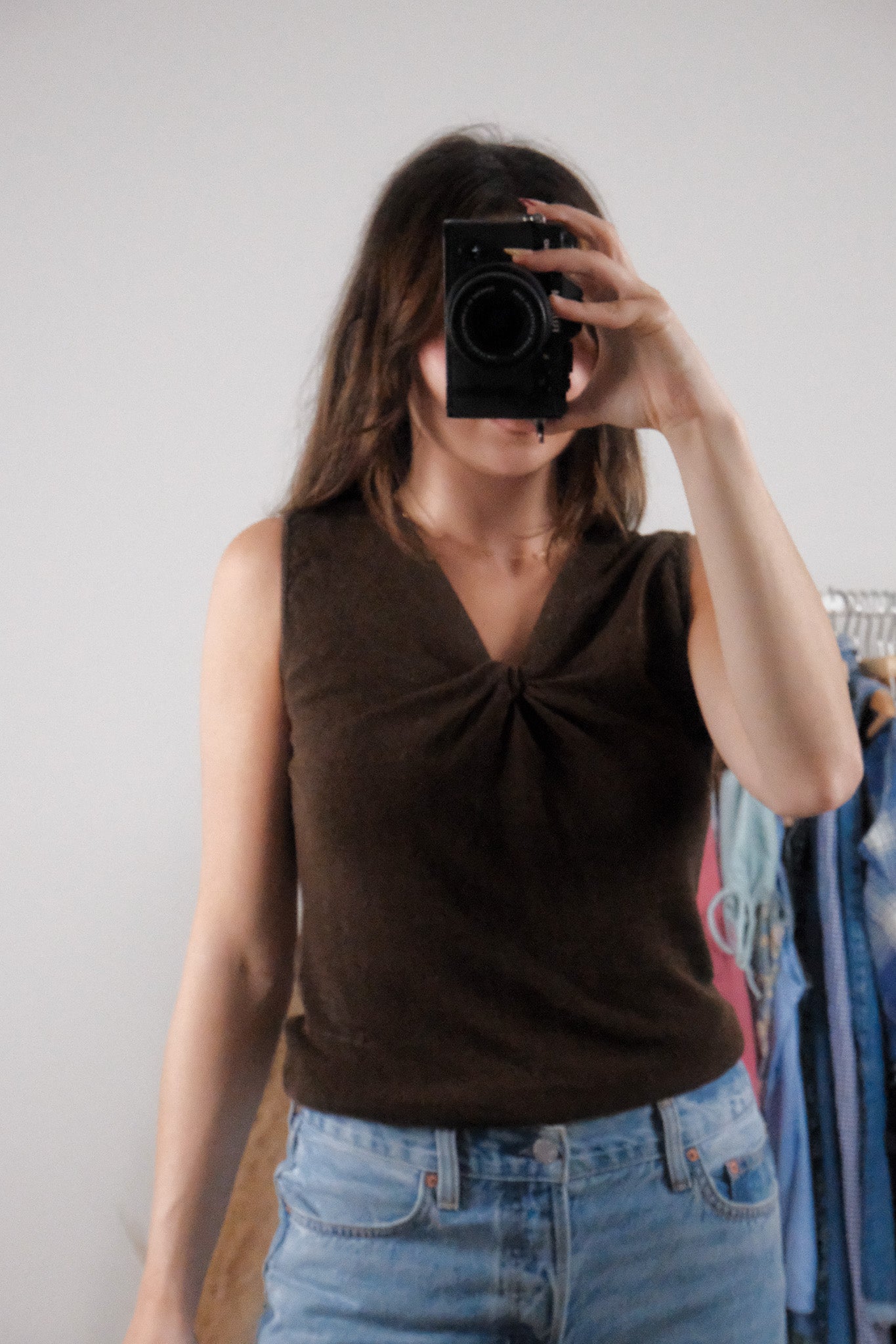 Linen Blend x Twist Knit Tank Top (S)