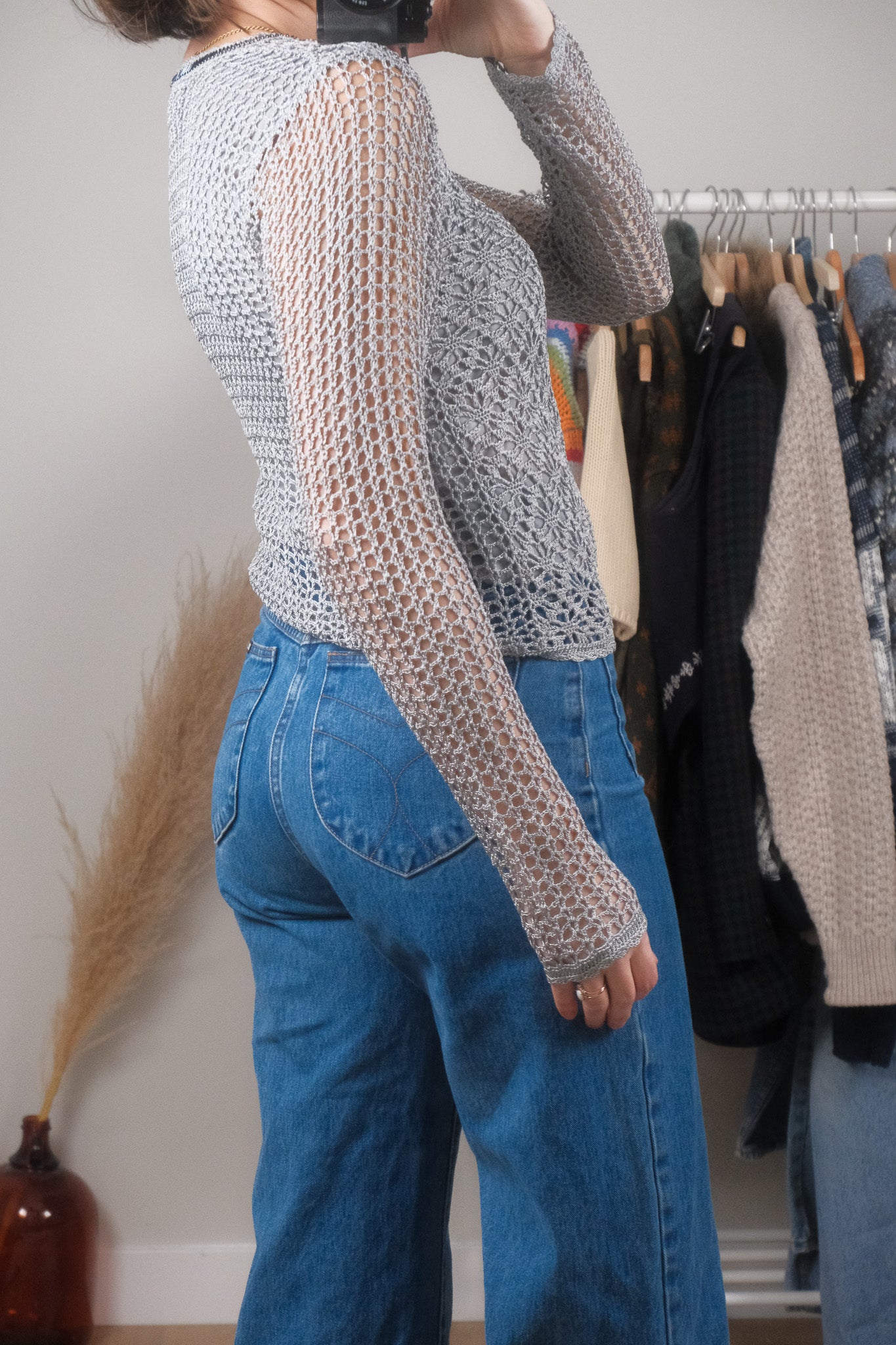 Vintage x Crochet/Beaded Top (S)