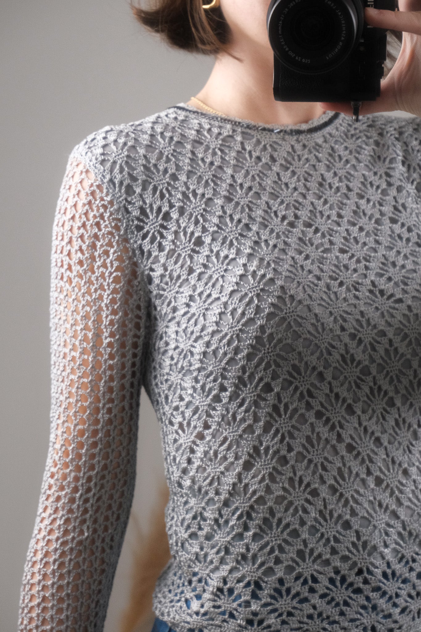 Vintage x Crochet/Beaded Top (S)