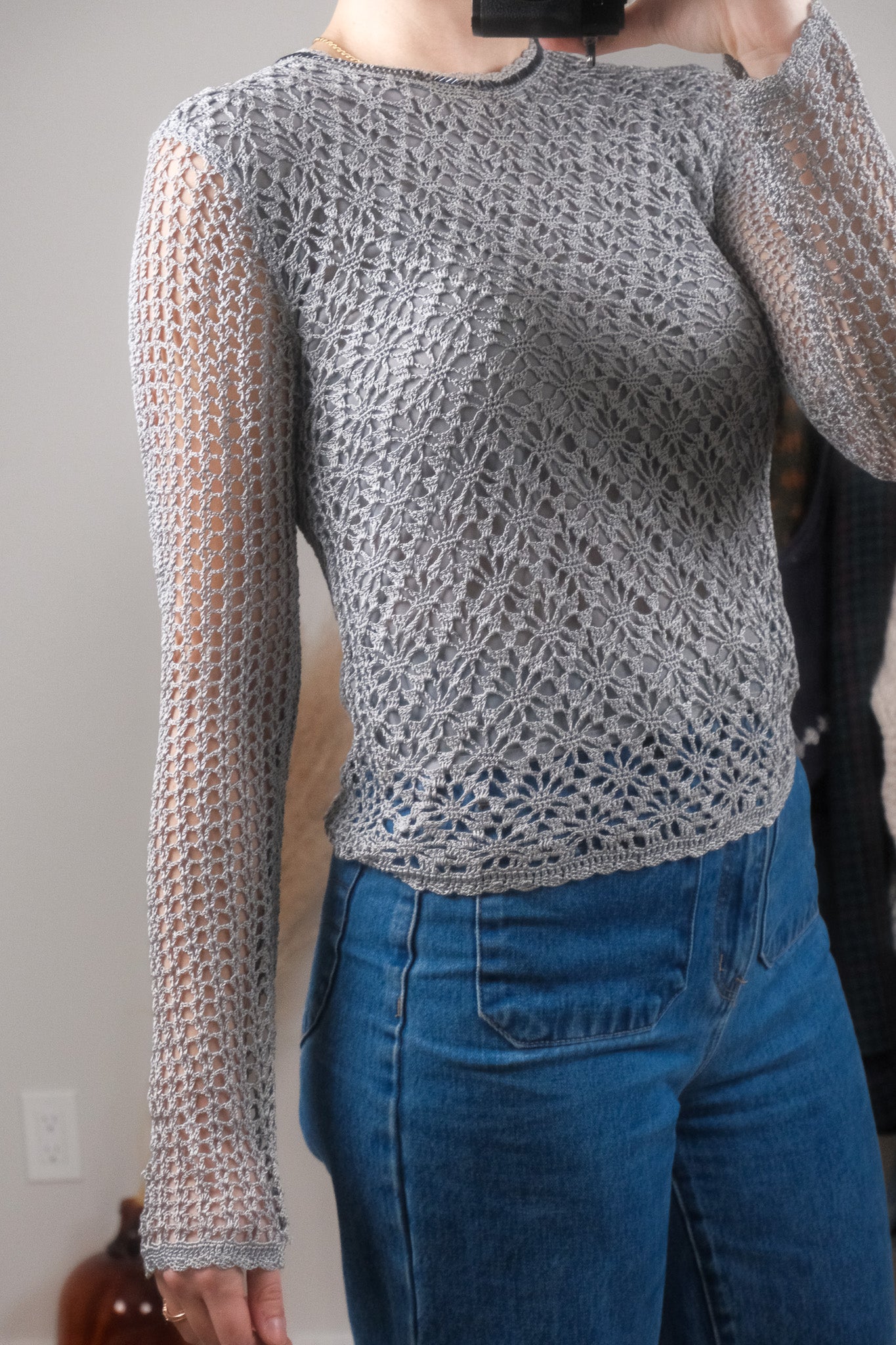 Vintage x Crochet/Beaded Top (S)