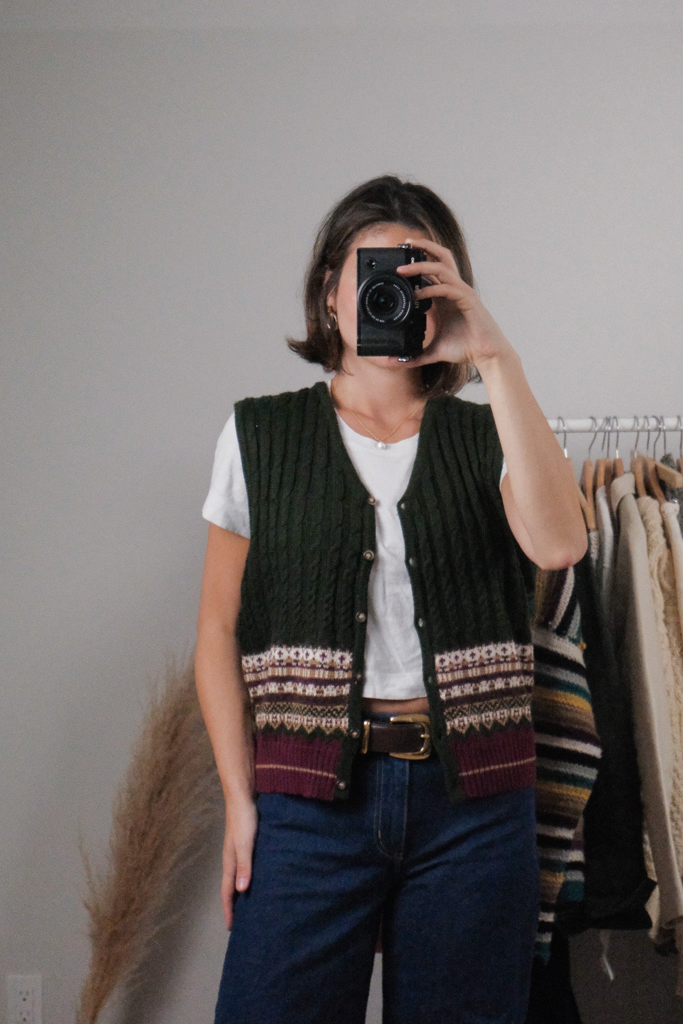 Vintage x Wool Blend Patterned Vest (M)