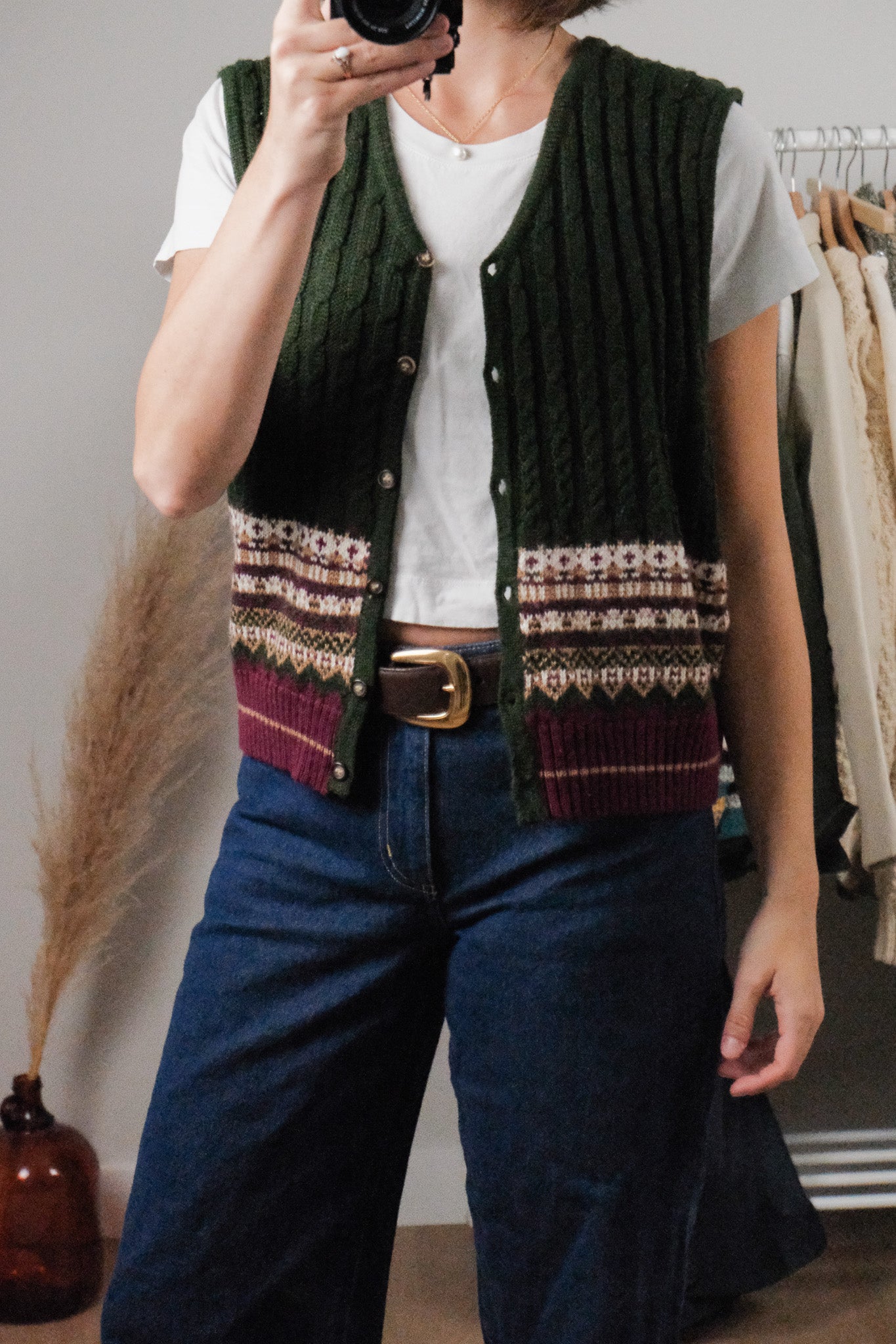 Vintage x Wool Blend Patterned Vest (M)