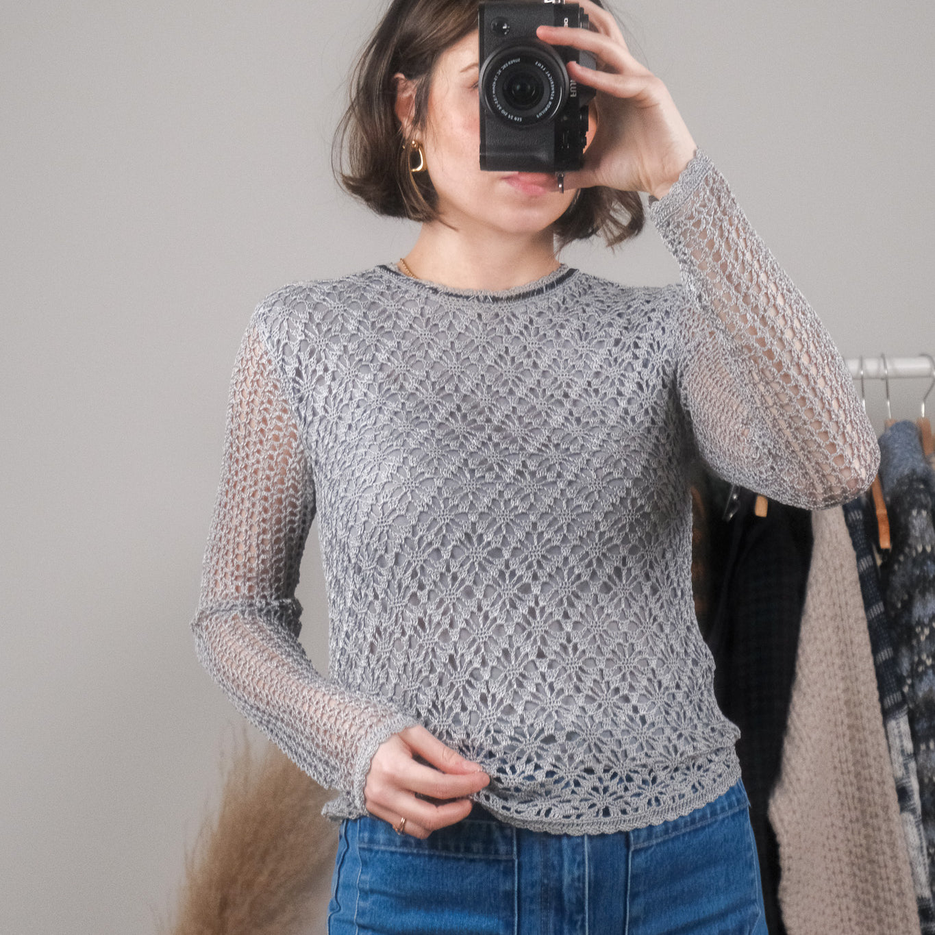 Vintage x Crochet/Beaded Top (S)