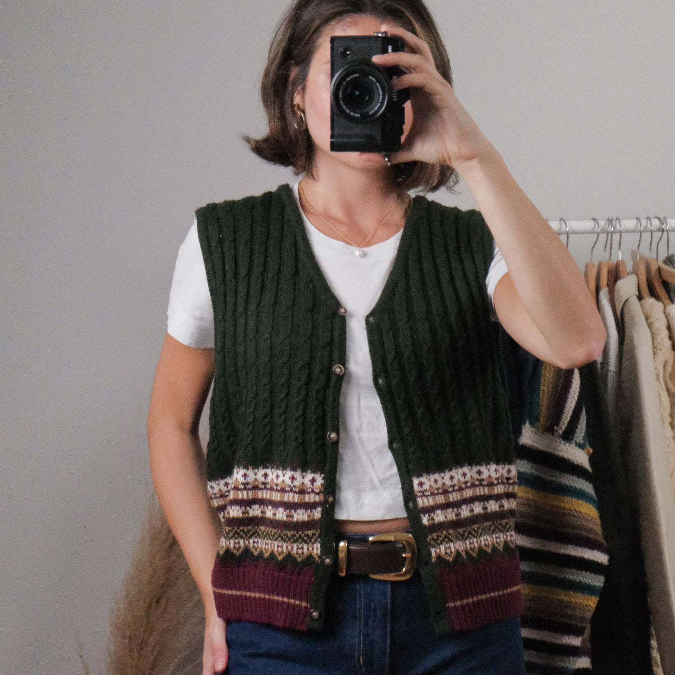 Vintage x Wool Blend Patterned Vest (M)