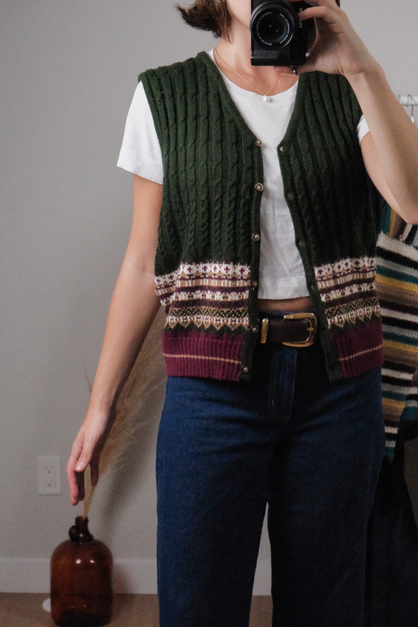 Vintage x Wool Blend Patterned Vest (M)