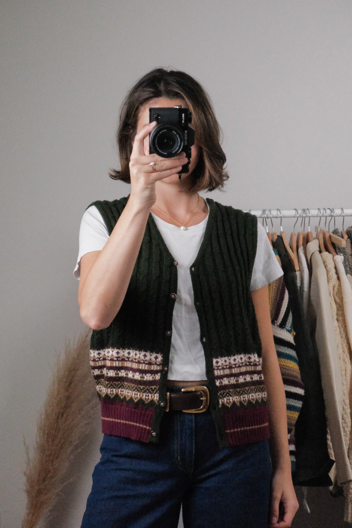 Vintage x Wool Blend Patterned Vest (M)