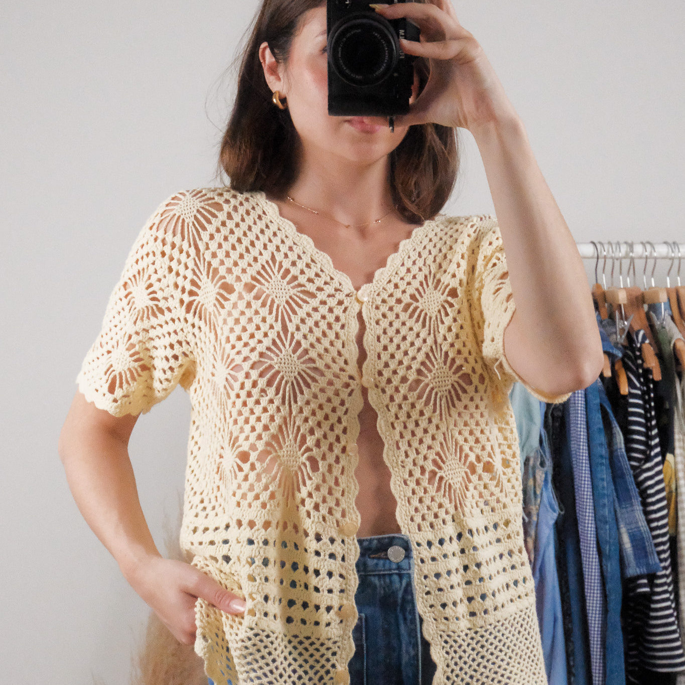 Vintage x Cotton Crochet Short-Sleeve (M)
