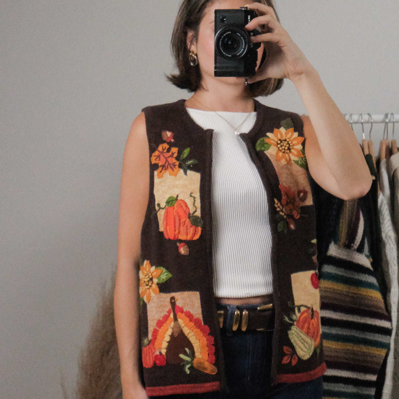 Vintage x Embroidered Beaded Fall Vest (M)