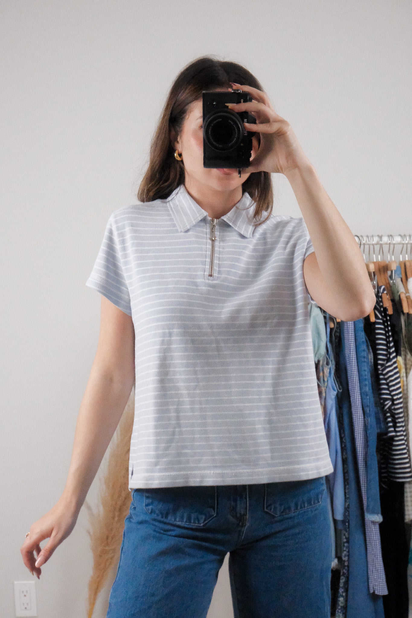 Vintage x Striped Collared Top (M/L)