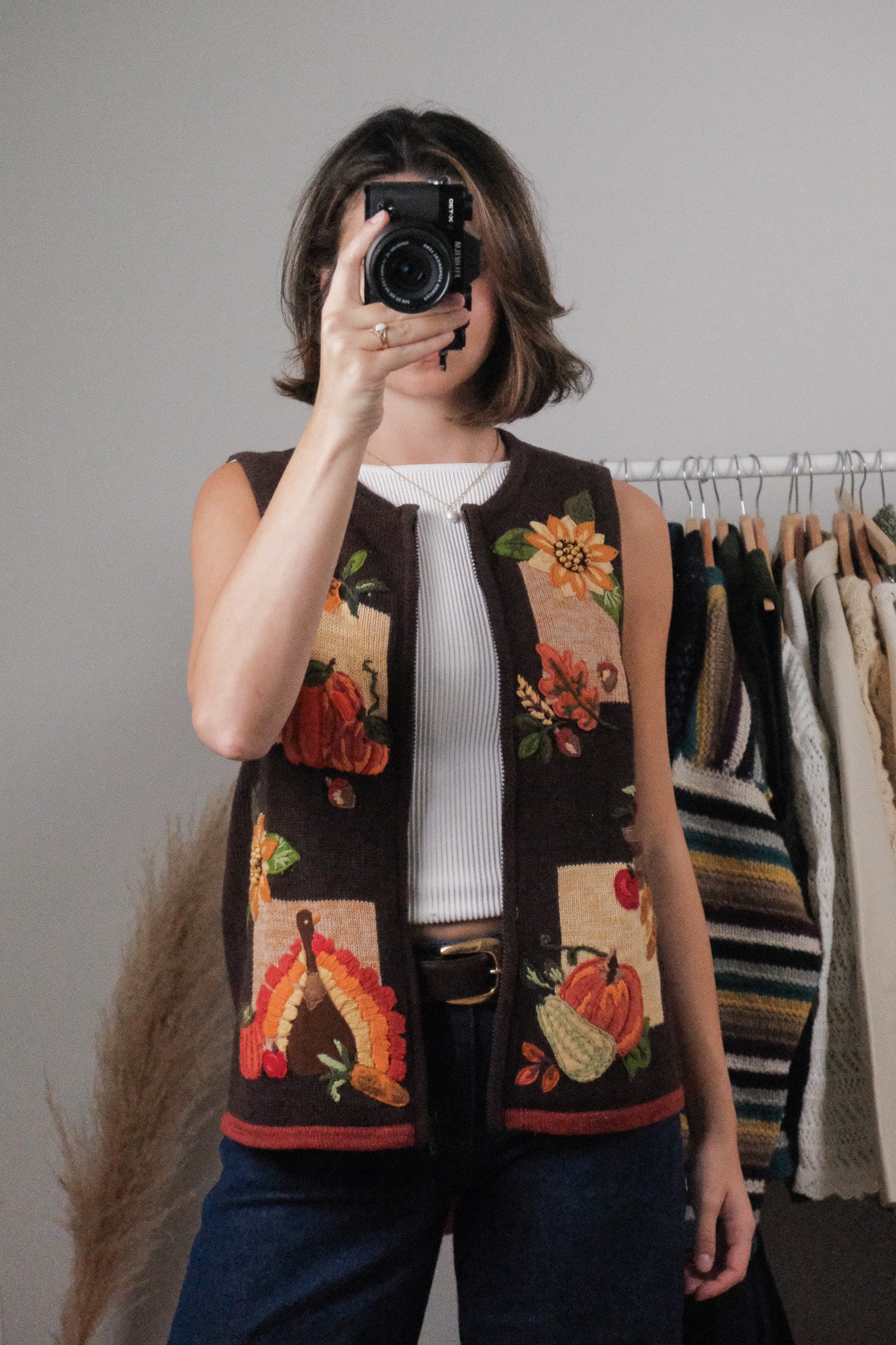 Vintage x Embroidered Beaded Fall Vest (M)