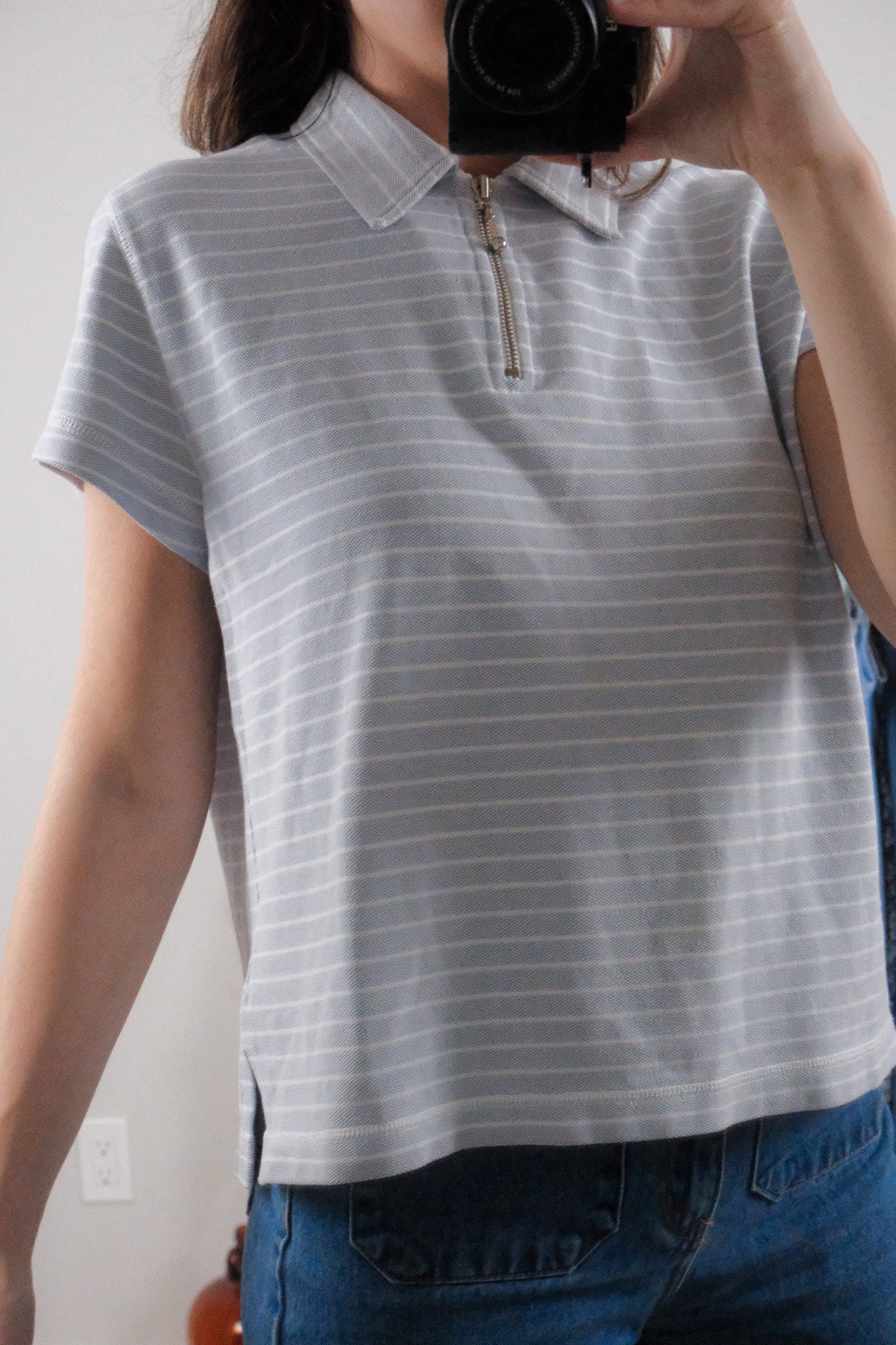 Vintage x Striped Collared Top (M/L)